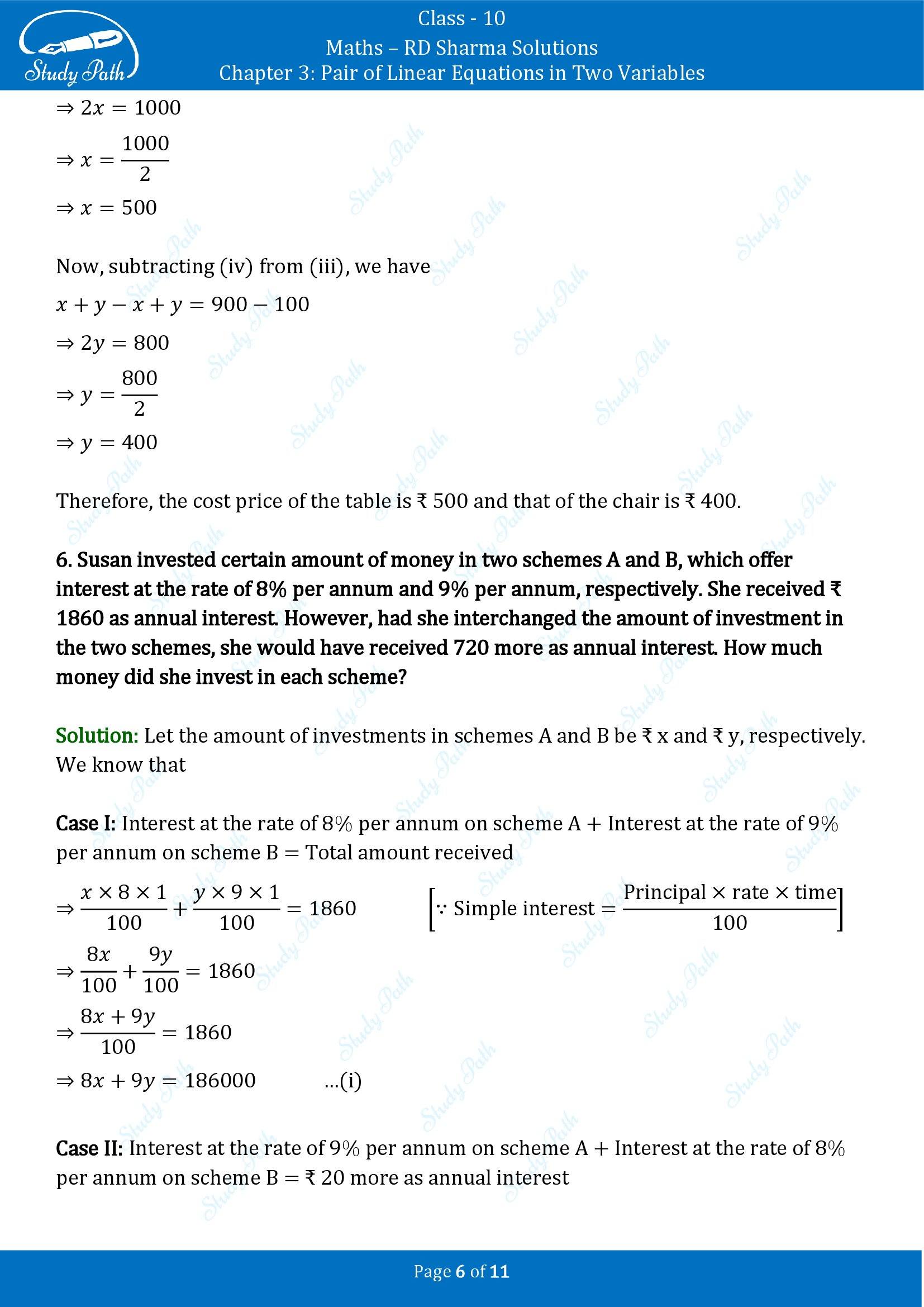 RD Sharma Solutions Class 10 Chapter 3 Pair of Linear Equations in Two Variables Exercise 3.5 00006