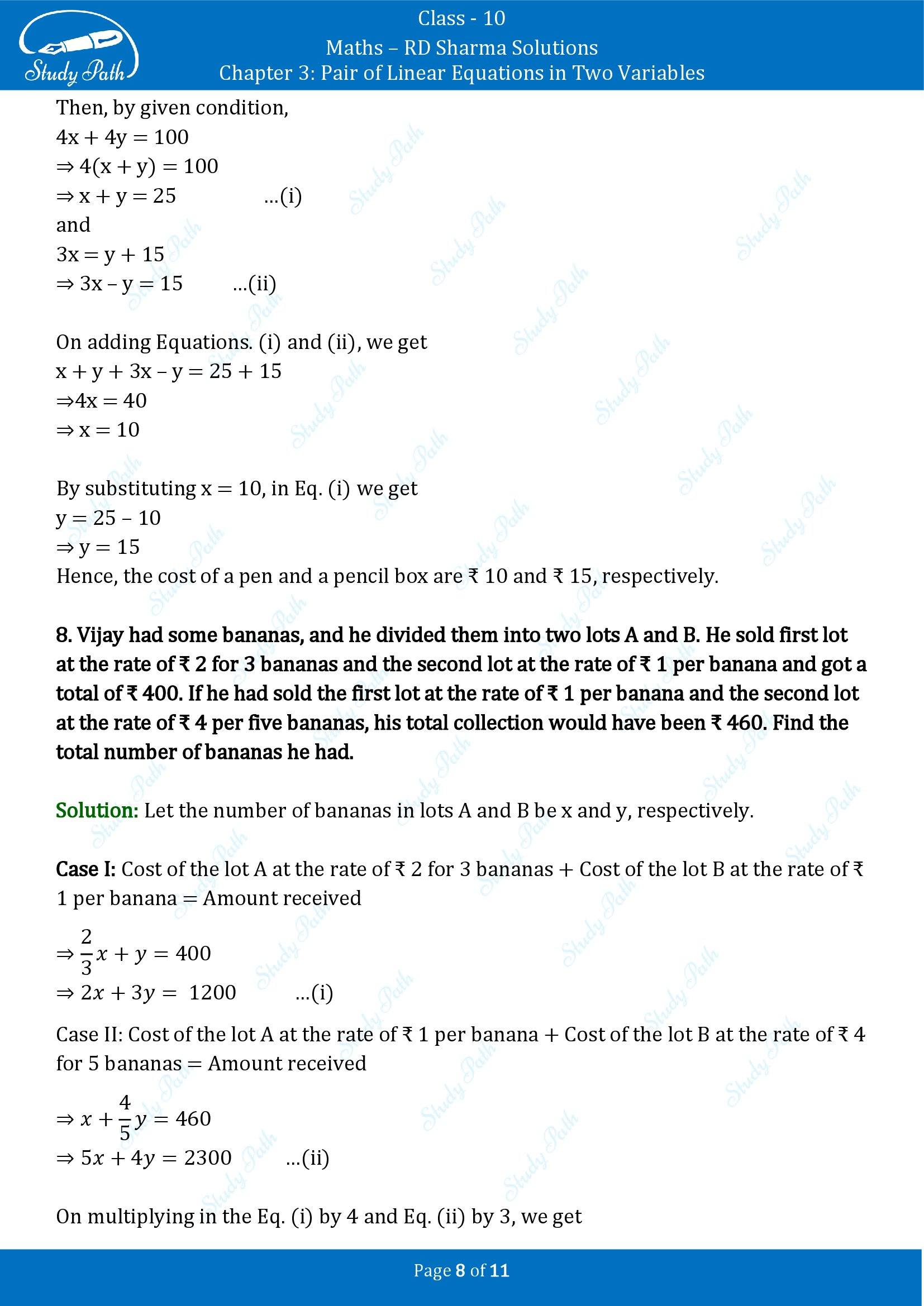 RD Sharma Solutions Class 10 Chapter 3 Pair of Linear Equations in Two Variables Exercise 3.5 00008
