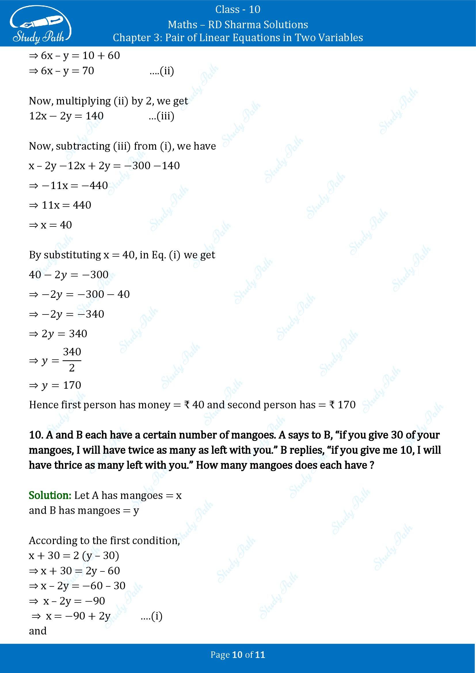 RD Sharma Solutions Class 10 Chapter 3 Pair of Linear Equations in Two Variables Exercise 3.5 00010
