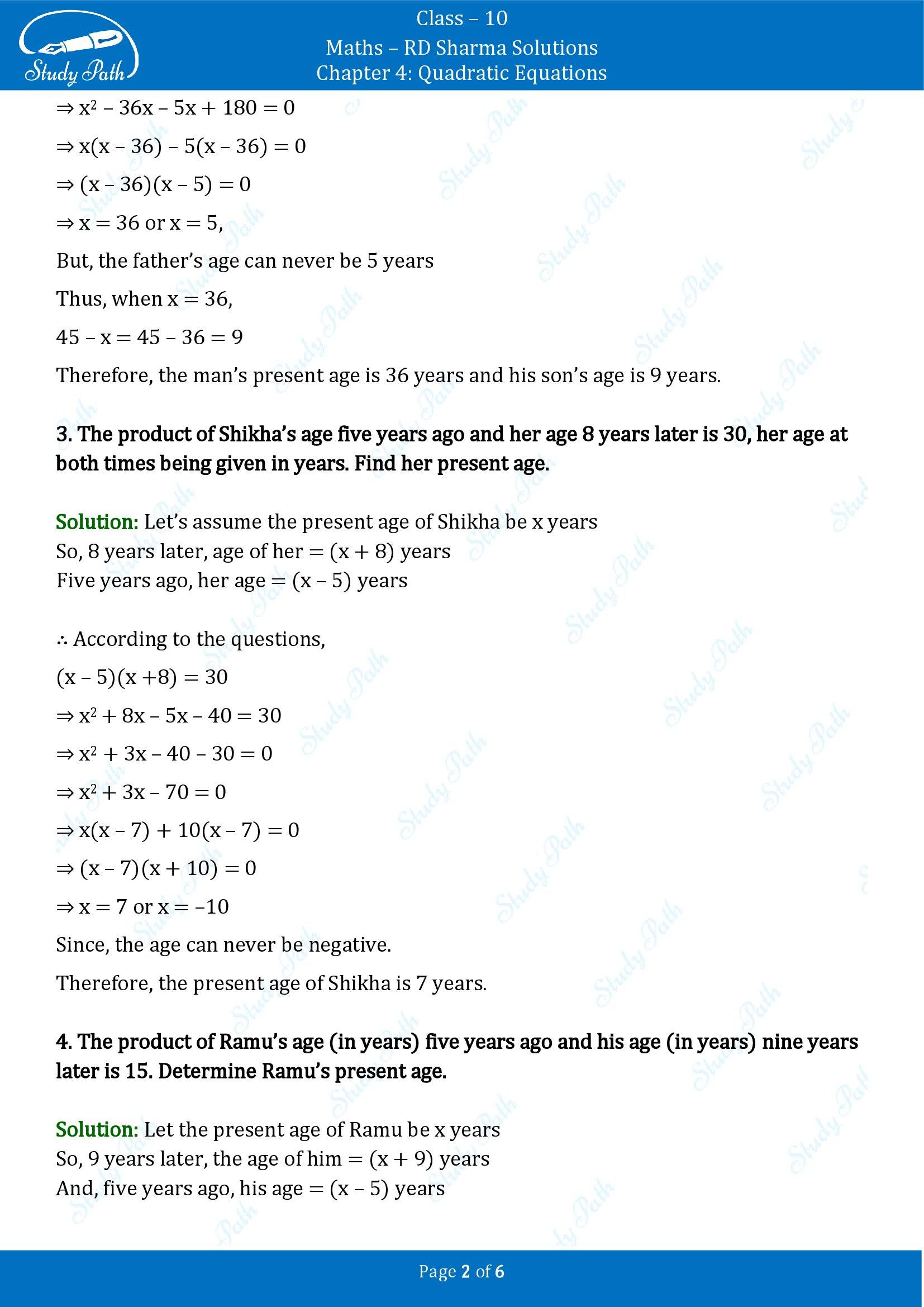 RD Sharma Solutions Class 10 Chapter 4 Quadratic Equations Exercise 4.8 00002