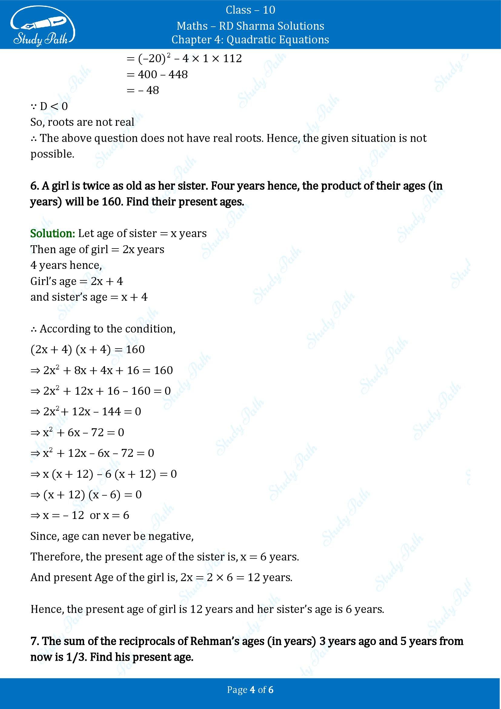 RD Sharma Solutions Class 10 Chapter 4 Quadratic Equations Exercise 4.8 00004