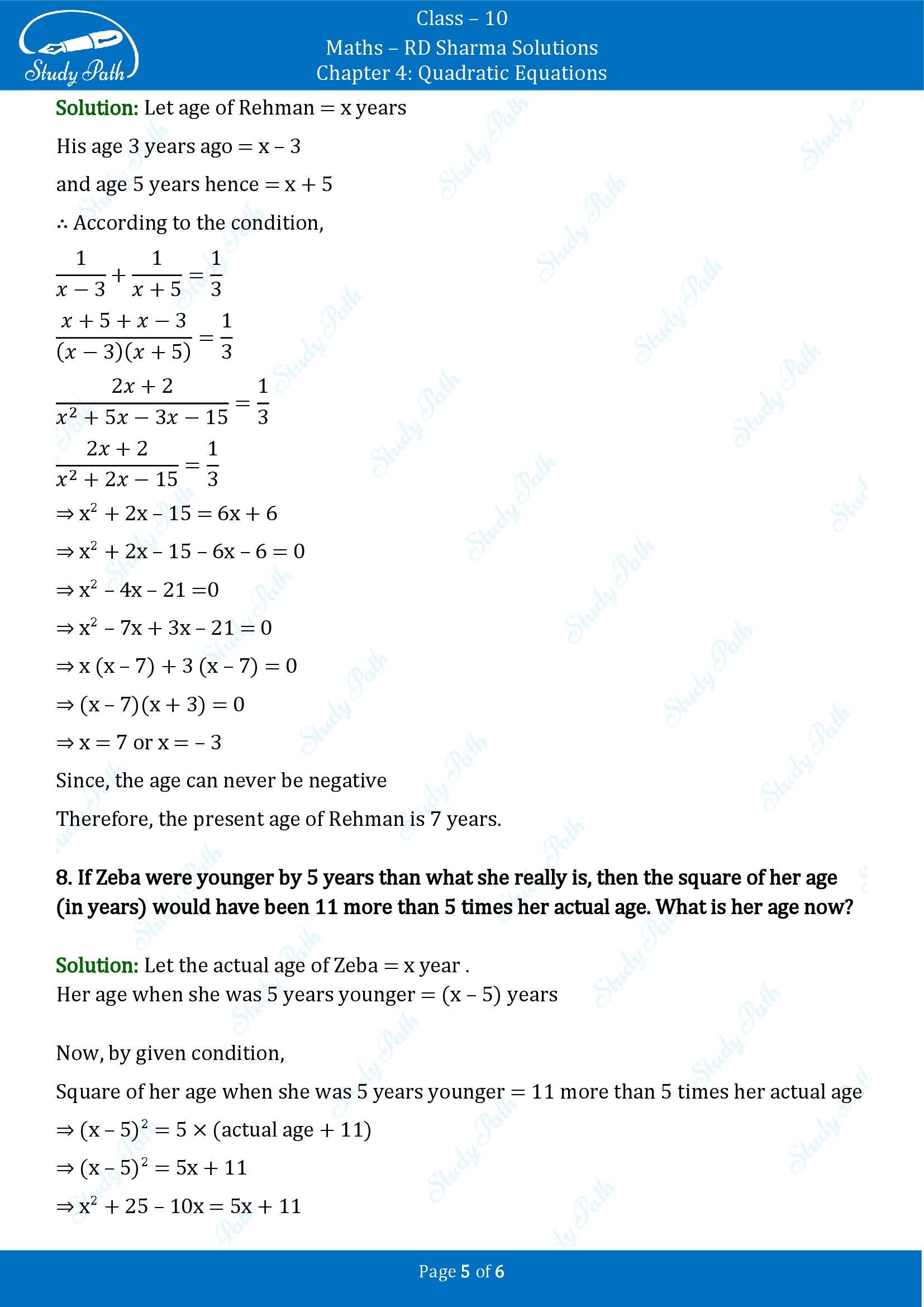 RD Sharma Solutions Class 10 Chapter 4 Quadratic Equations Exercise 4.8 00005