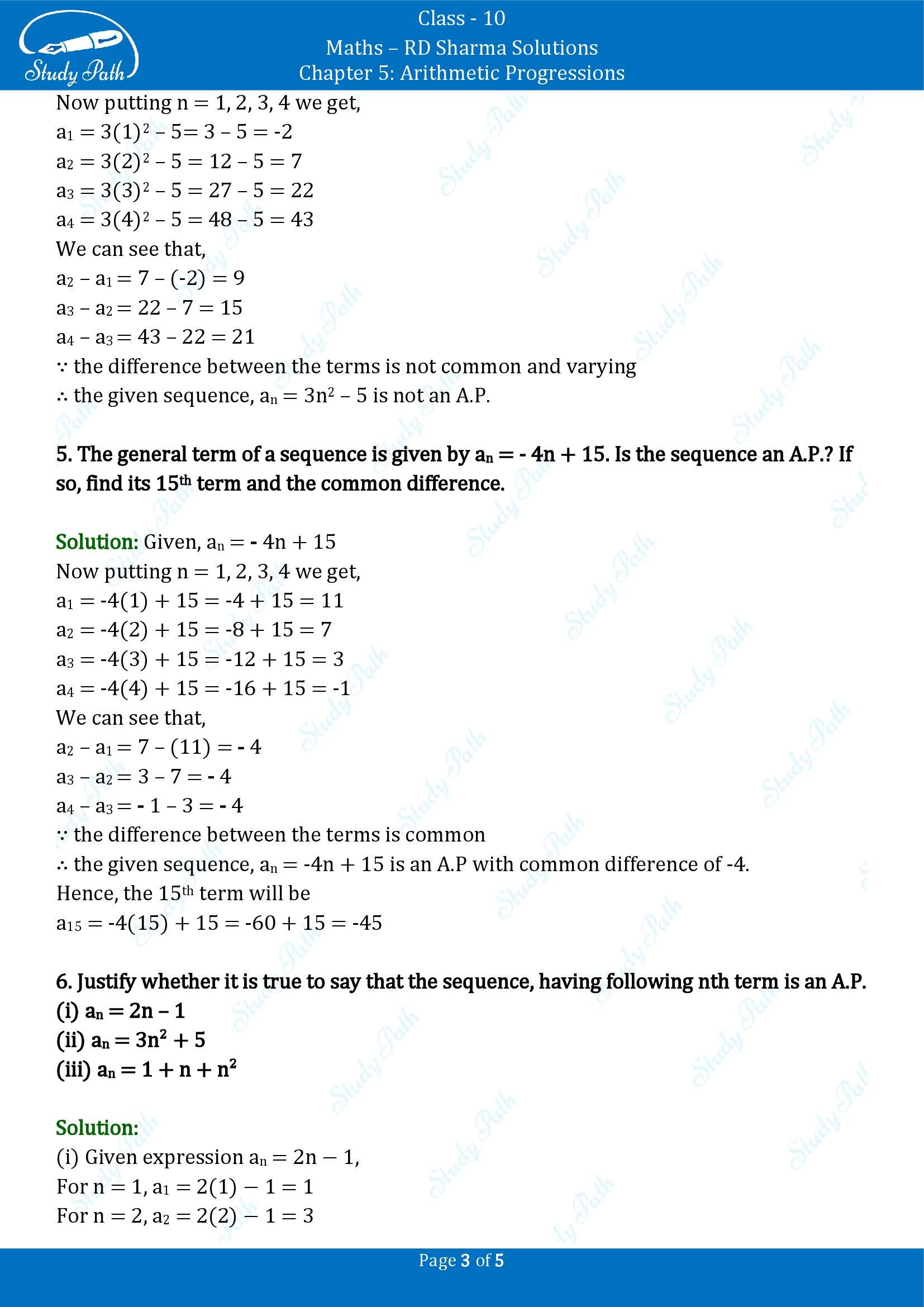 RD Sharma Solutions Class 10 Chapter 5 Arithmetic Progressions Exercise 5.2 00003