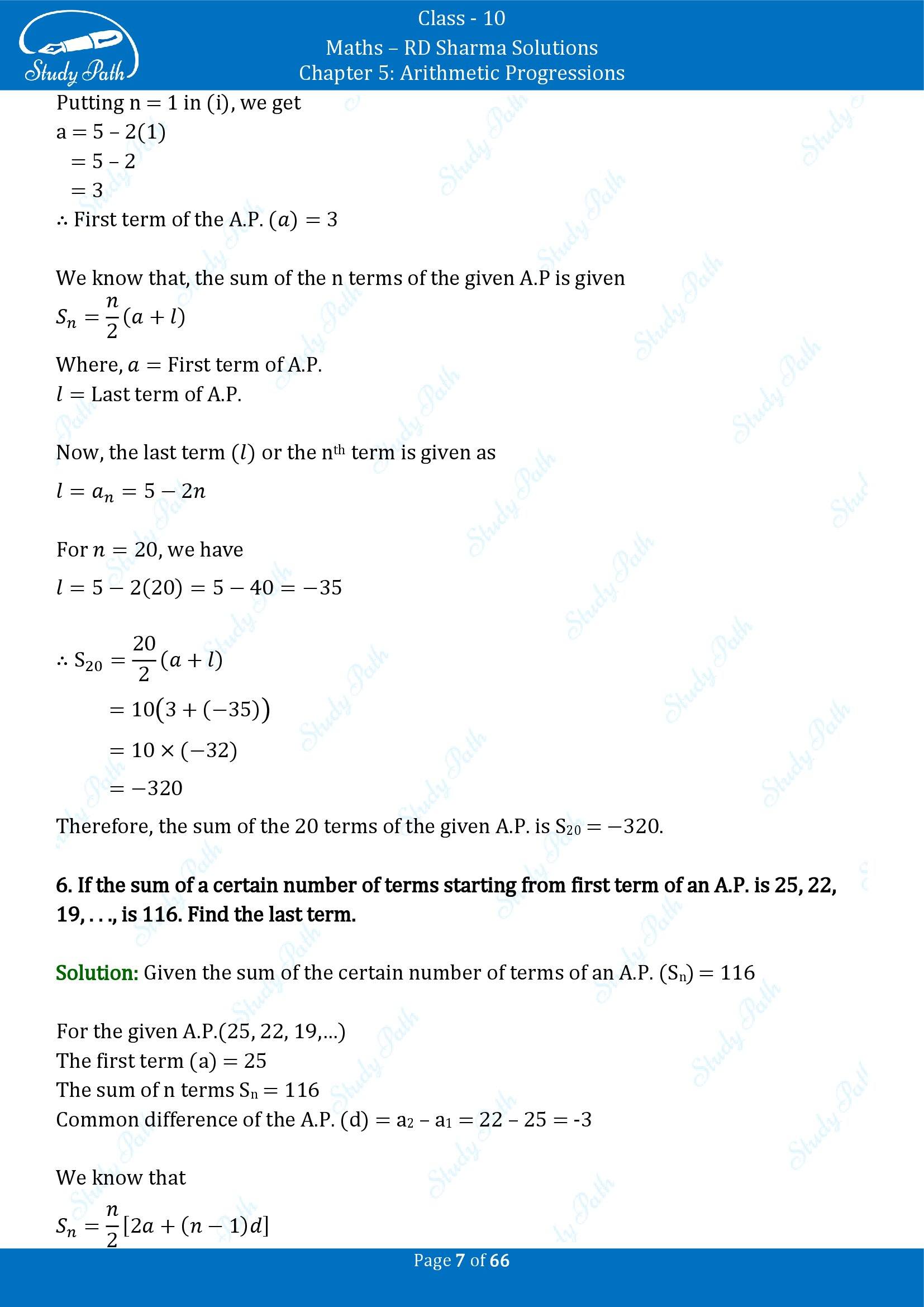 RD Sharma Solutions Class 10 Chapter 5 Arithmetic Progressions Exercise 5.6 00007