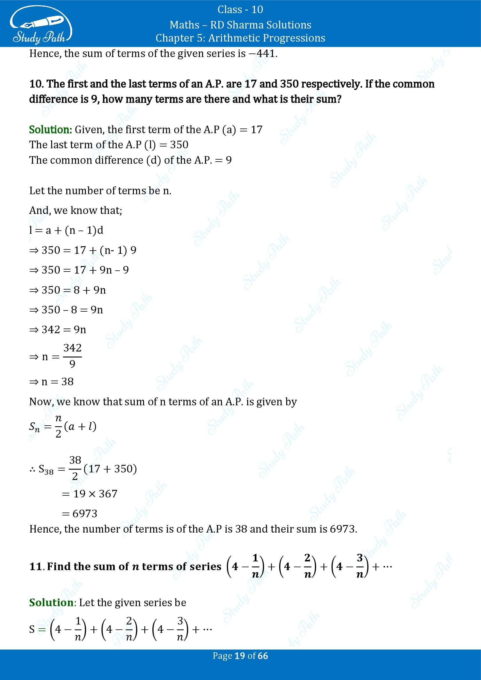 RD Sharma Solutions Class 10 Chapter 5 Arithmetic Progressions Exercise 5.6 00019