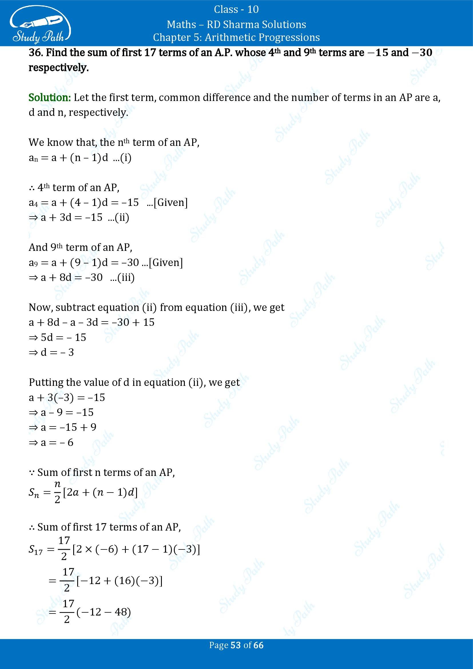 RD Sharma Solutions Class 10 Chapter 5 Arithmetic Progressions Exercise 5.6 00053
