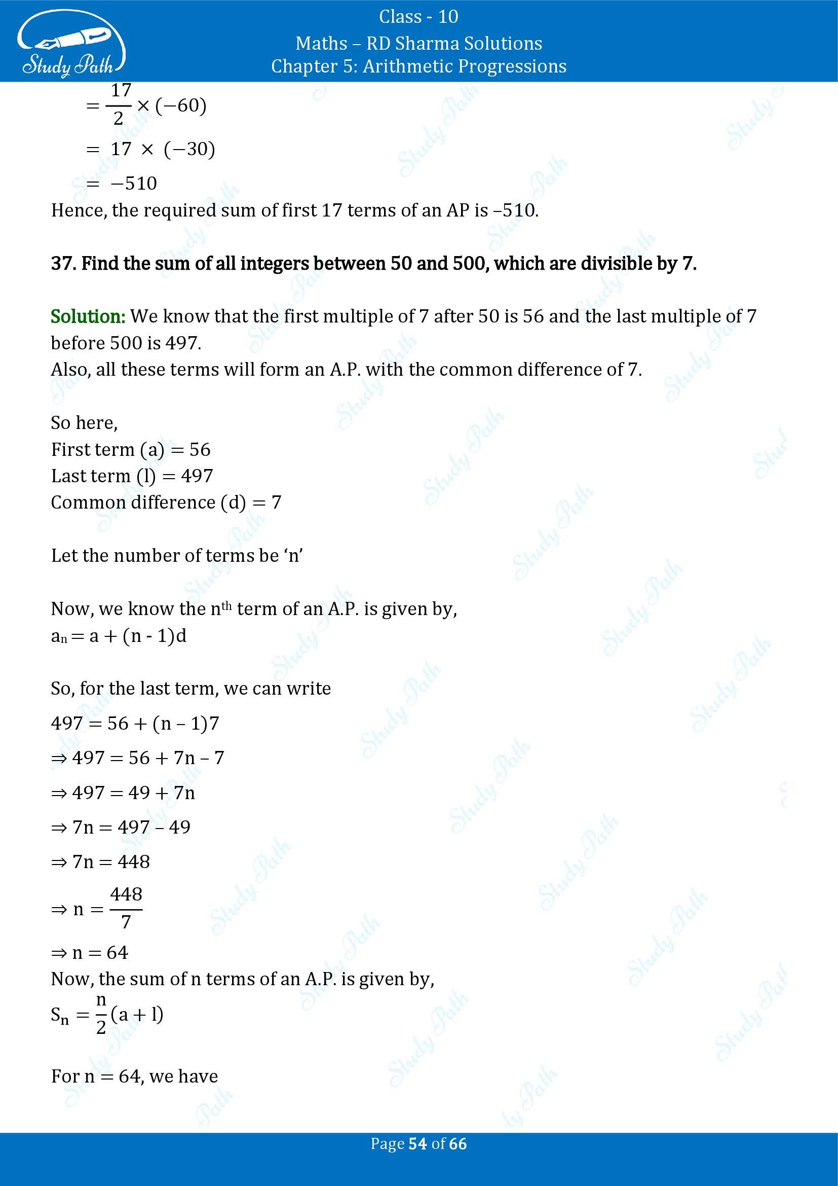 RD Sharma Solutions Class 10 Chapter 5 Arithmetic Progressions Exercise 5.6 00054