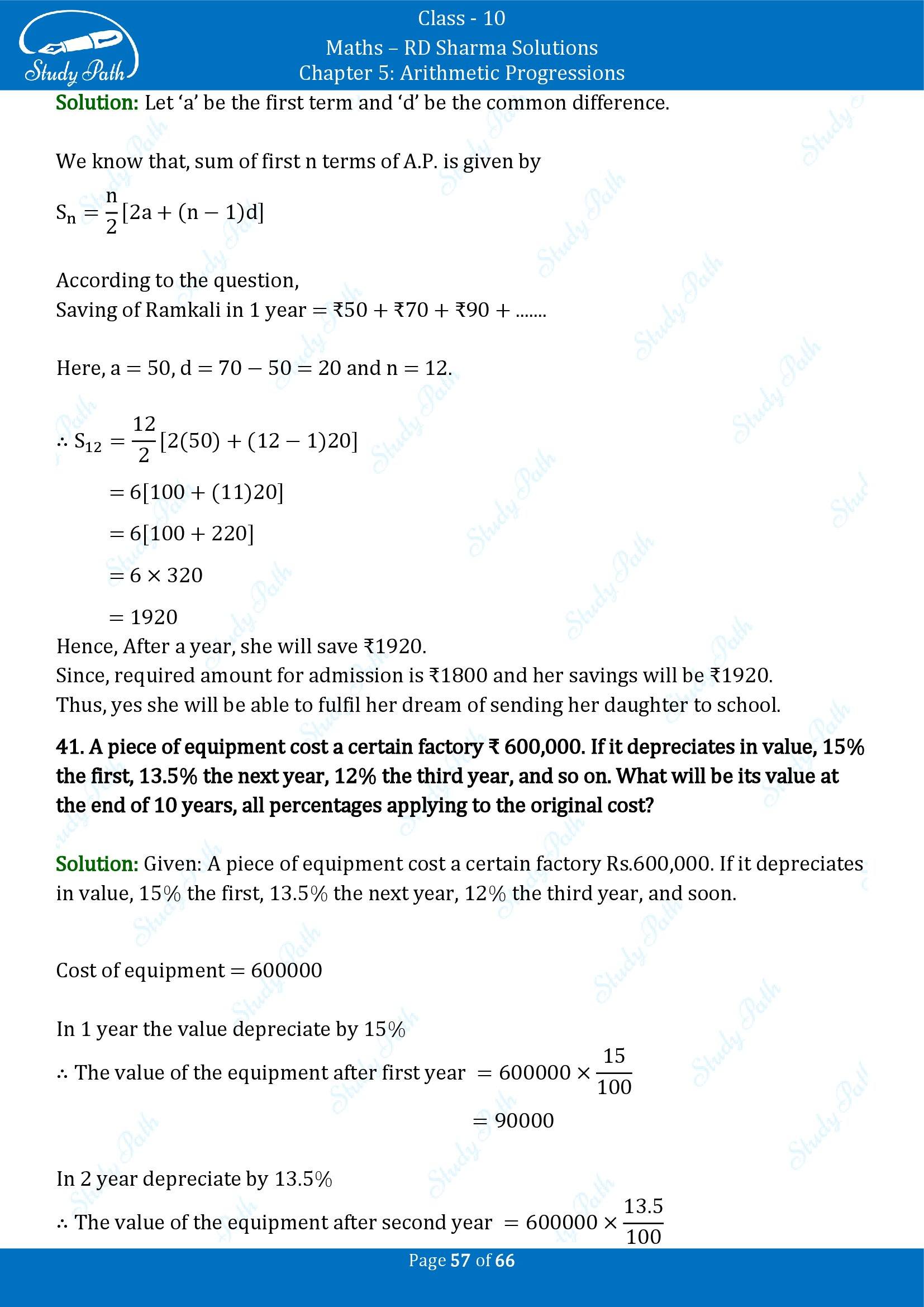 RD Sharma Solutions Class 10 Chapter 5 Arithmetic Progressions Exercise 5.6 00057