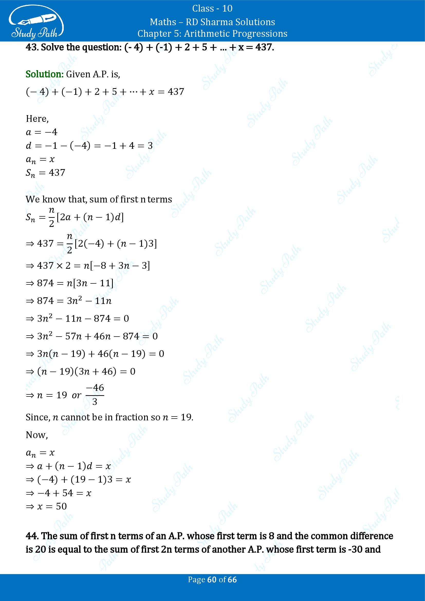 RD Sharma Solutions Class 10 Chapter 5 Arithmetic Progressions Exercise 5.6 00060