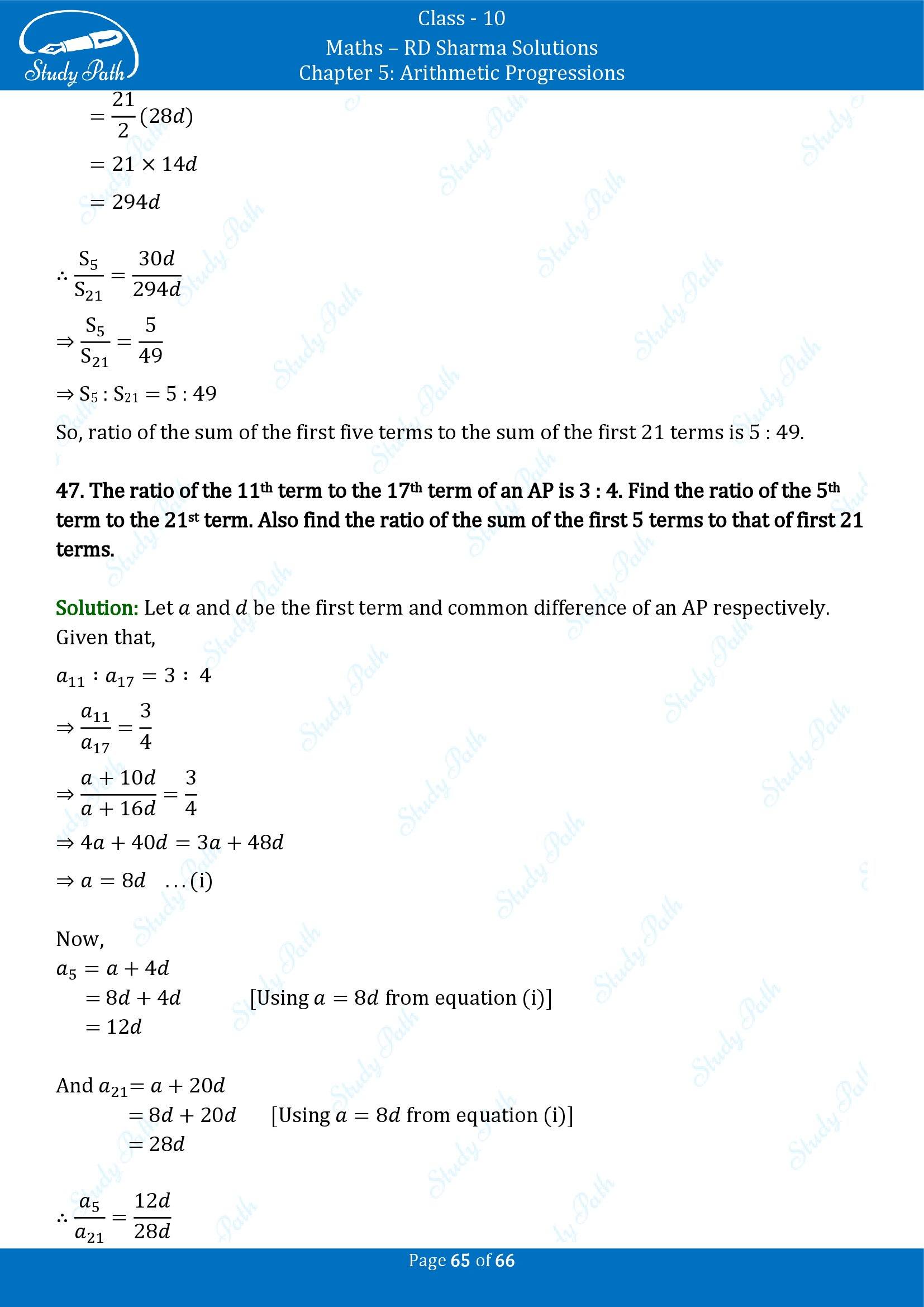 RD Sharma Solutions Class 10 Chapter 5 Arithmetic Progressions Exercise 5.6 00065