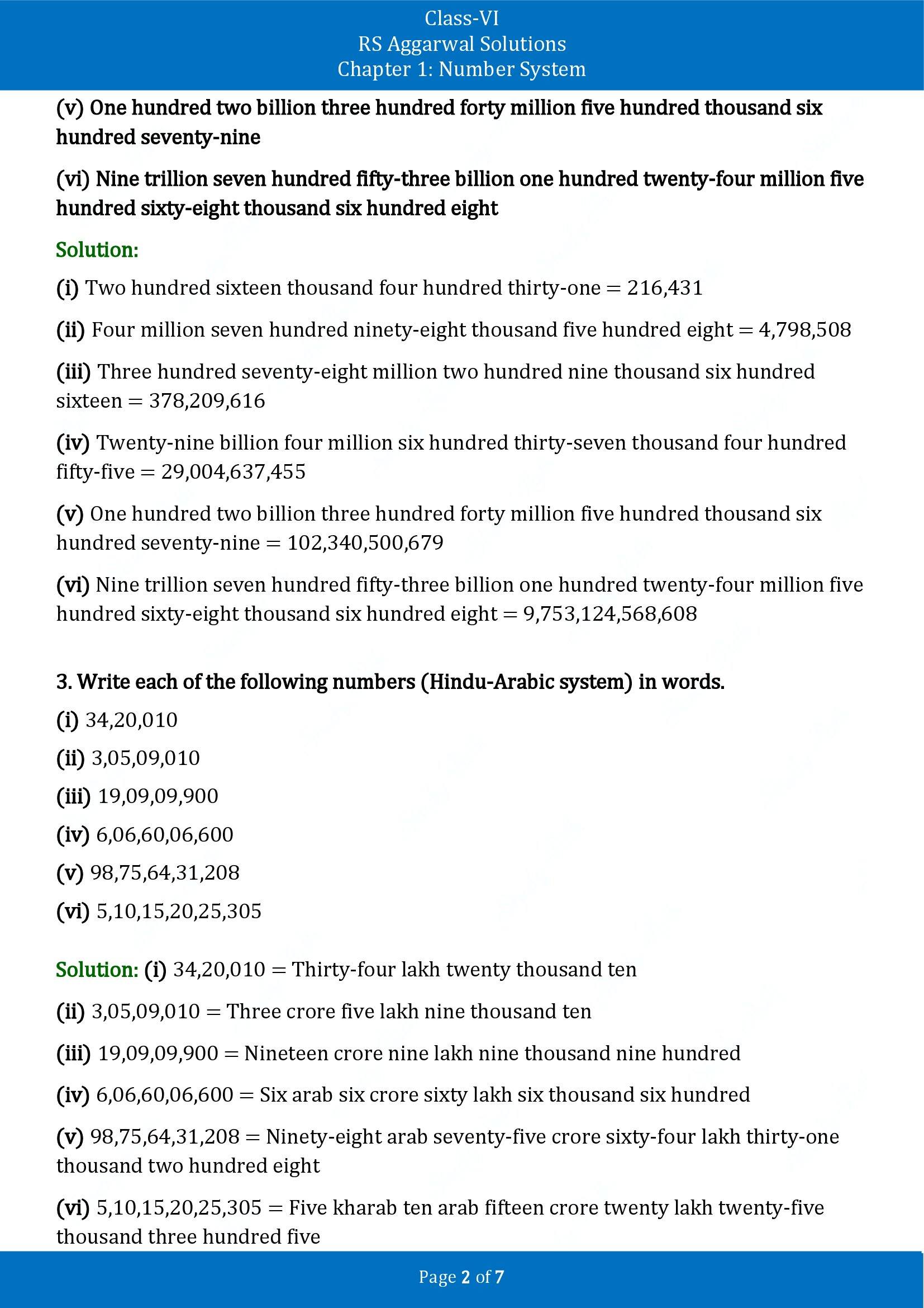 RS Aggarwal Solutions Class 6 Chapter 1 Number System Exercise 1A 00002