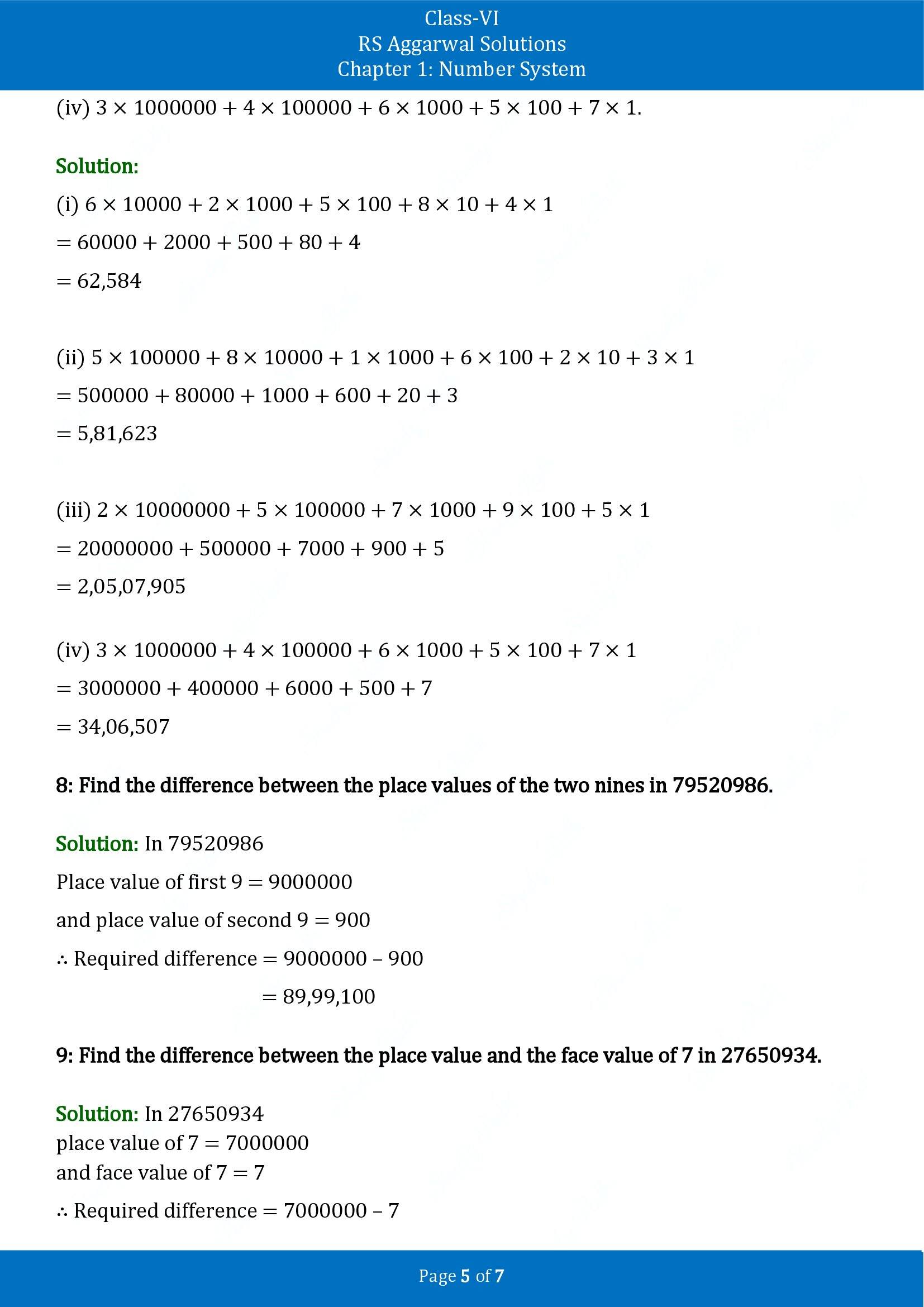 RS Aggarwal Solutions Class 6 Chapter 1 Number System Exercise 1A 00005