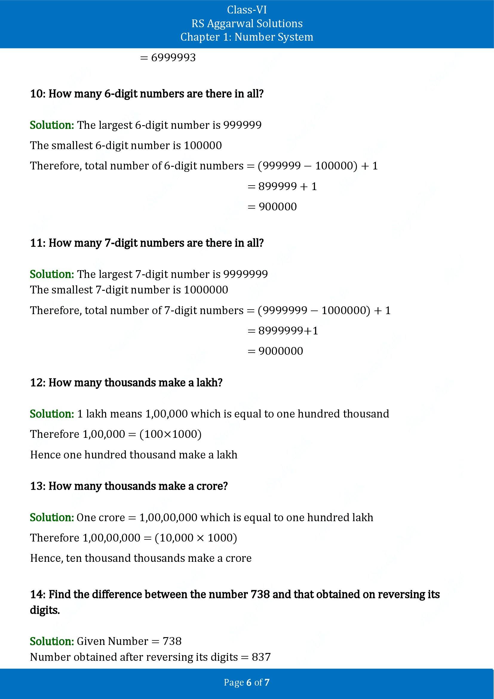 RS Aggarwal Solutions Class 6 Chapter 1 Number System Exercise 1A 00006