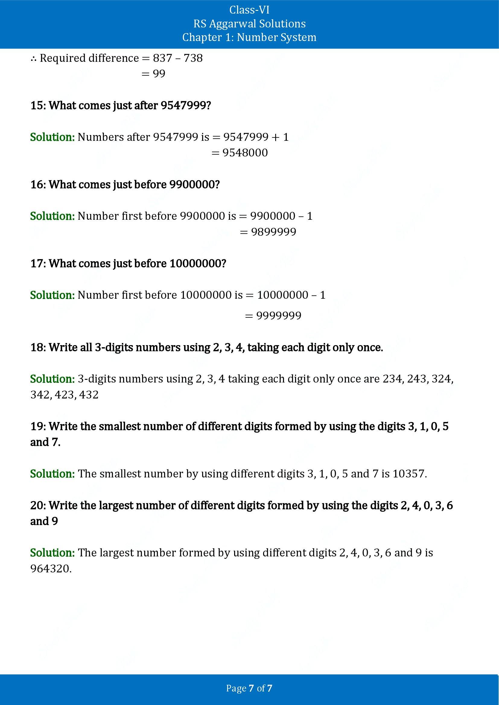 RS Aggarwal Solutions Class 6 Chapter 1 Number System Exercise 1A 00007