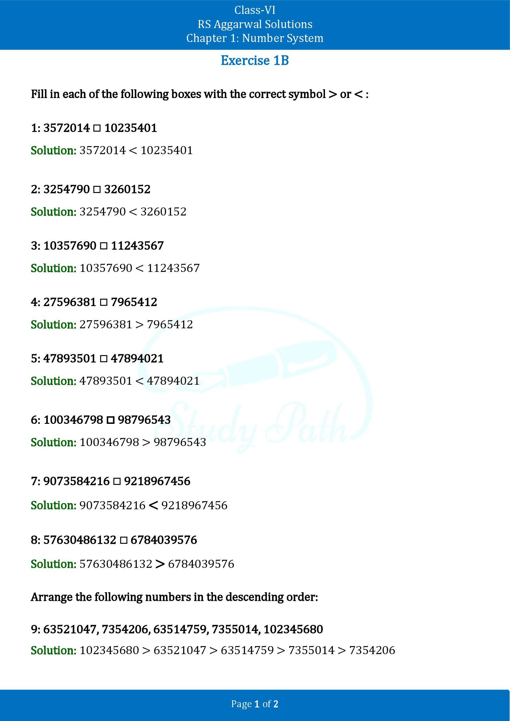 RS Aggarwal Solutions Class 6 Chapter 1 Number System Exercise 1B 00001
