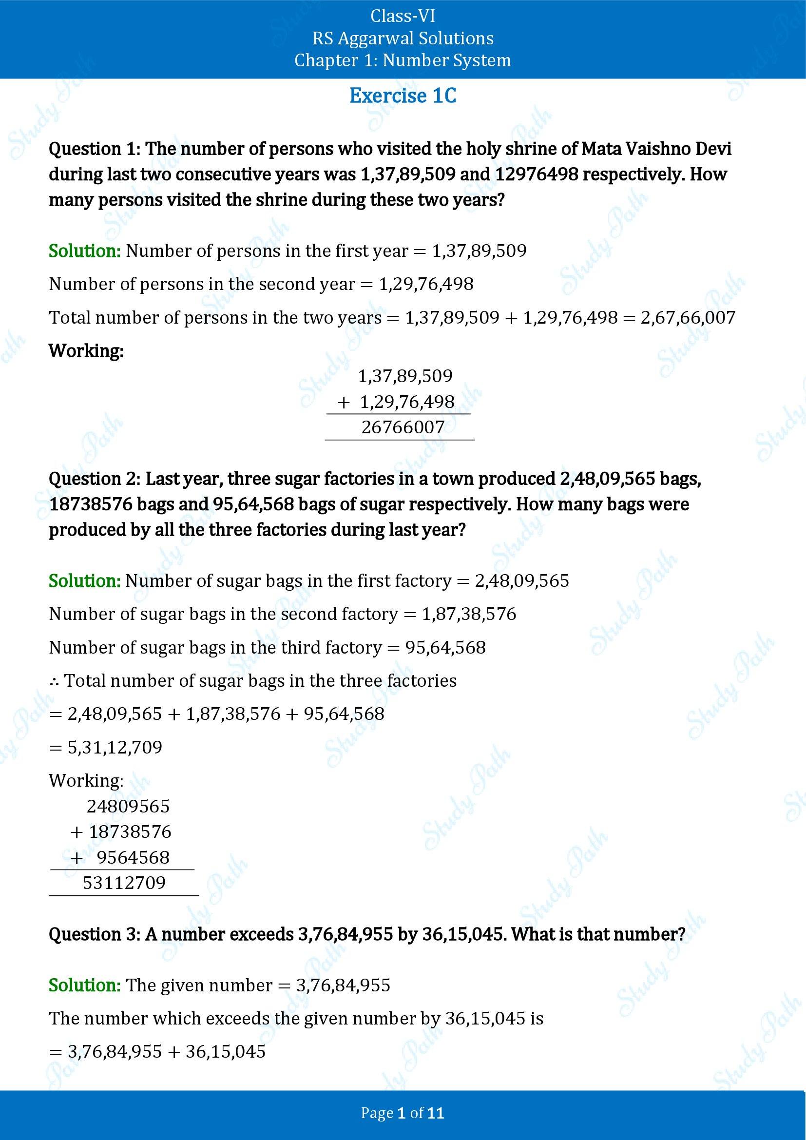 RS Aggarwal Solutions Class 6 Chapter 1 Number System Exercise 1C 00001