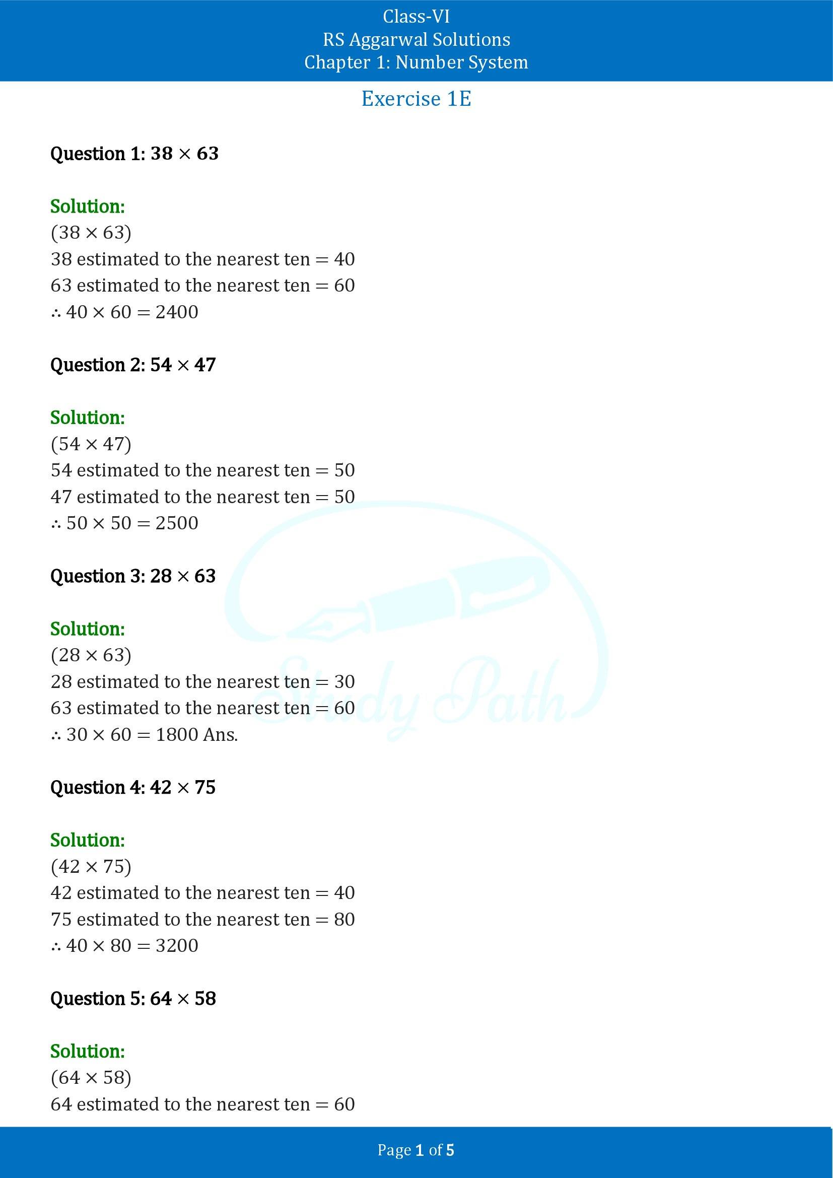 RS Aggarwal Solutions Class 6 Chapter 1 Number System Exercise 1E 00001