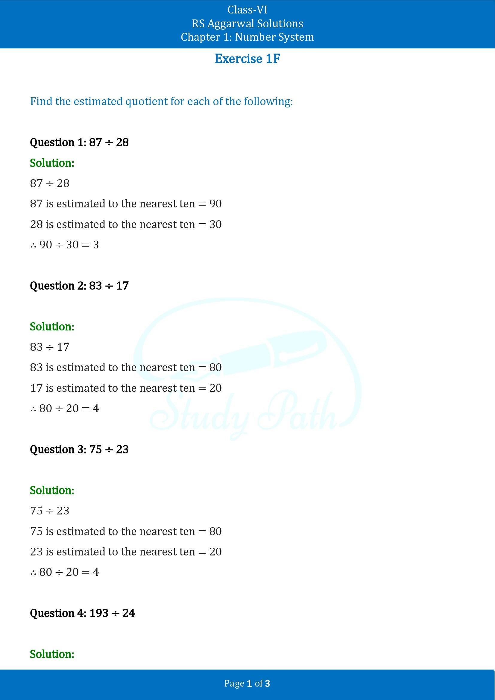 RS Aggarwal Solutions Class 6 Chapter 1 Number System Exercise 1F 00001