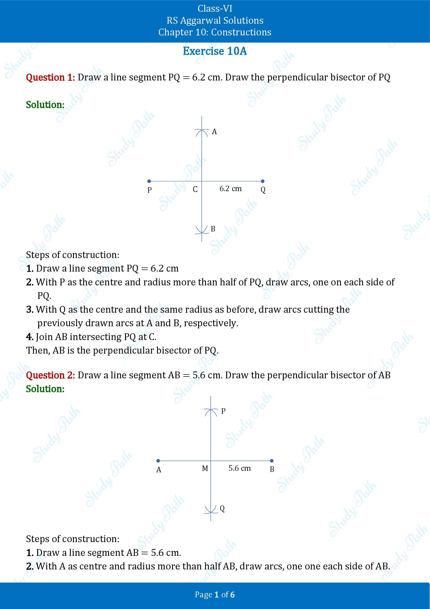 RS Aggarwal Solutions Class 6 Chapter 10 Constructions Exercise 10A 00001