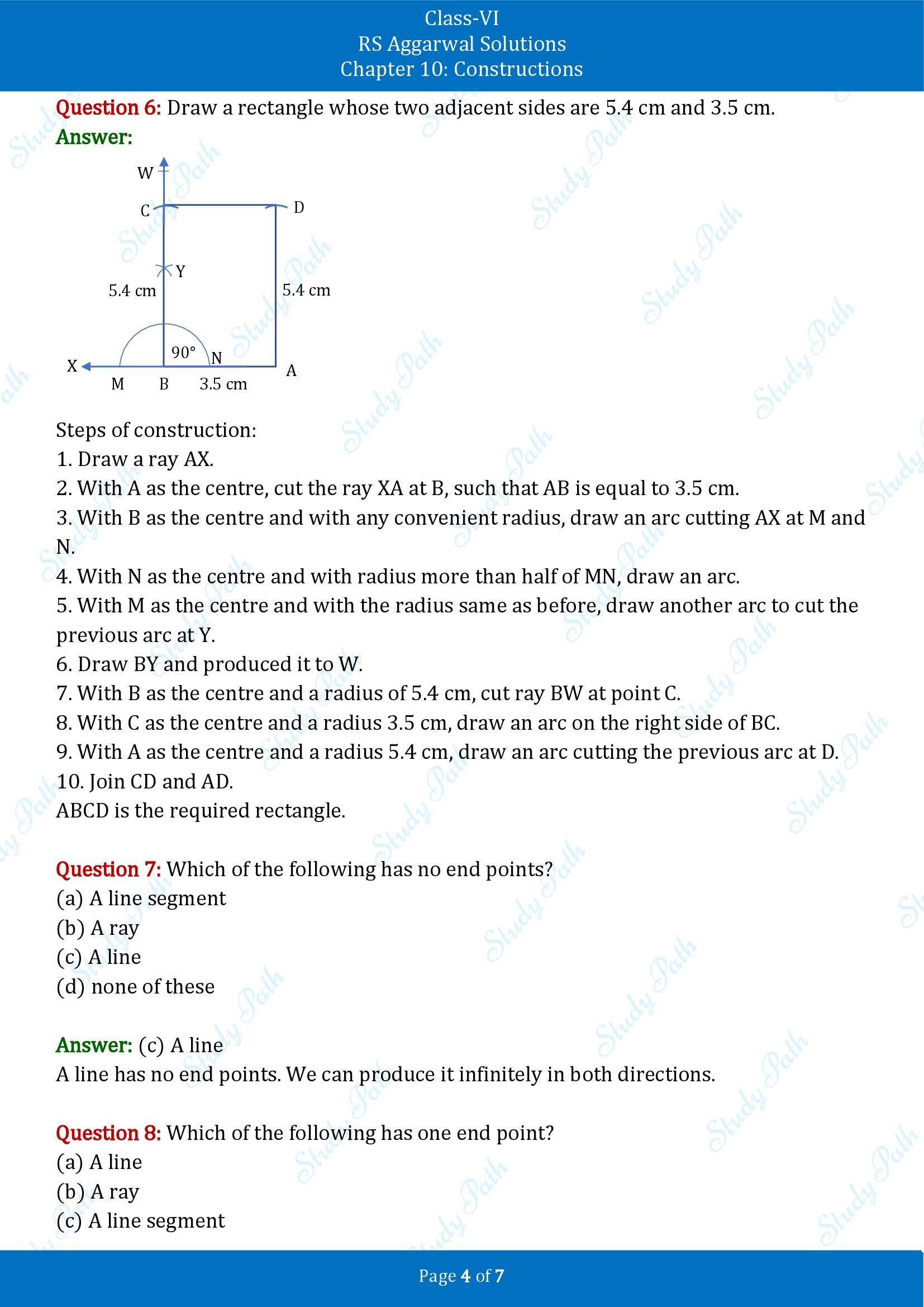 RS Aggarwal Solutions Class 6 Chapter 10 Constructions Test Paper 00004