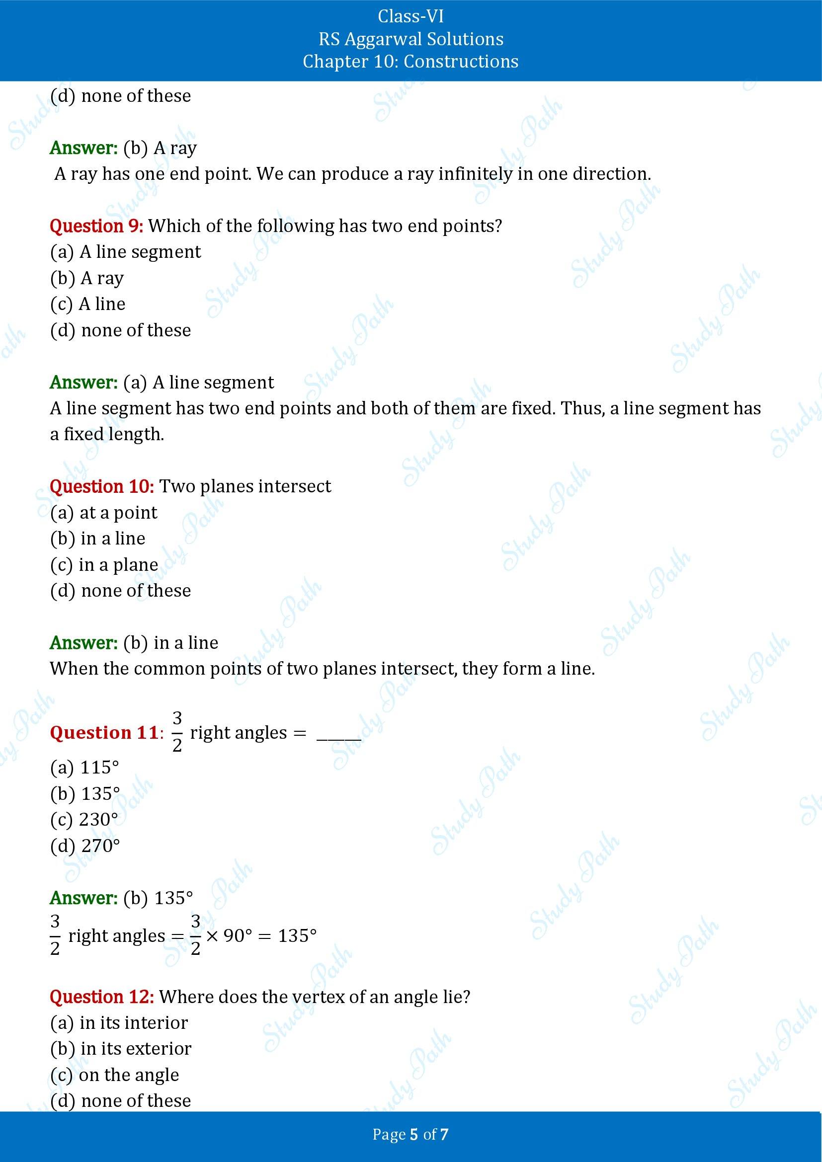 RS Aggarwal Solutions Class 6 Chapter 10 Constructions Test Paper 00005