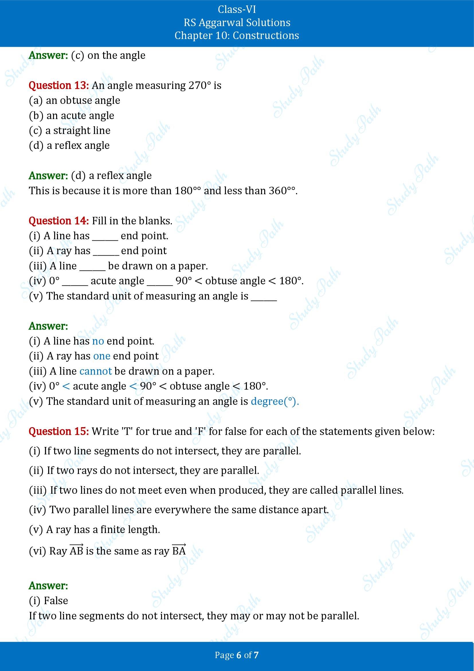 RS Aggarwal Solutions Class 6 Chapter 10 Constructions Test Paper 00006