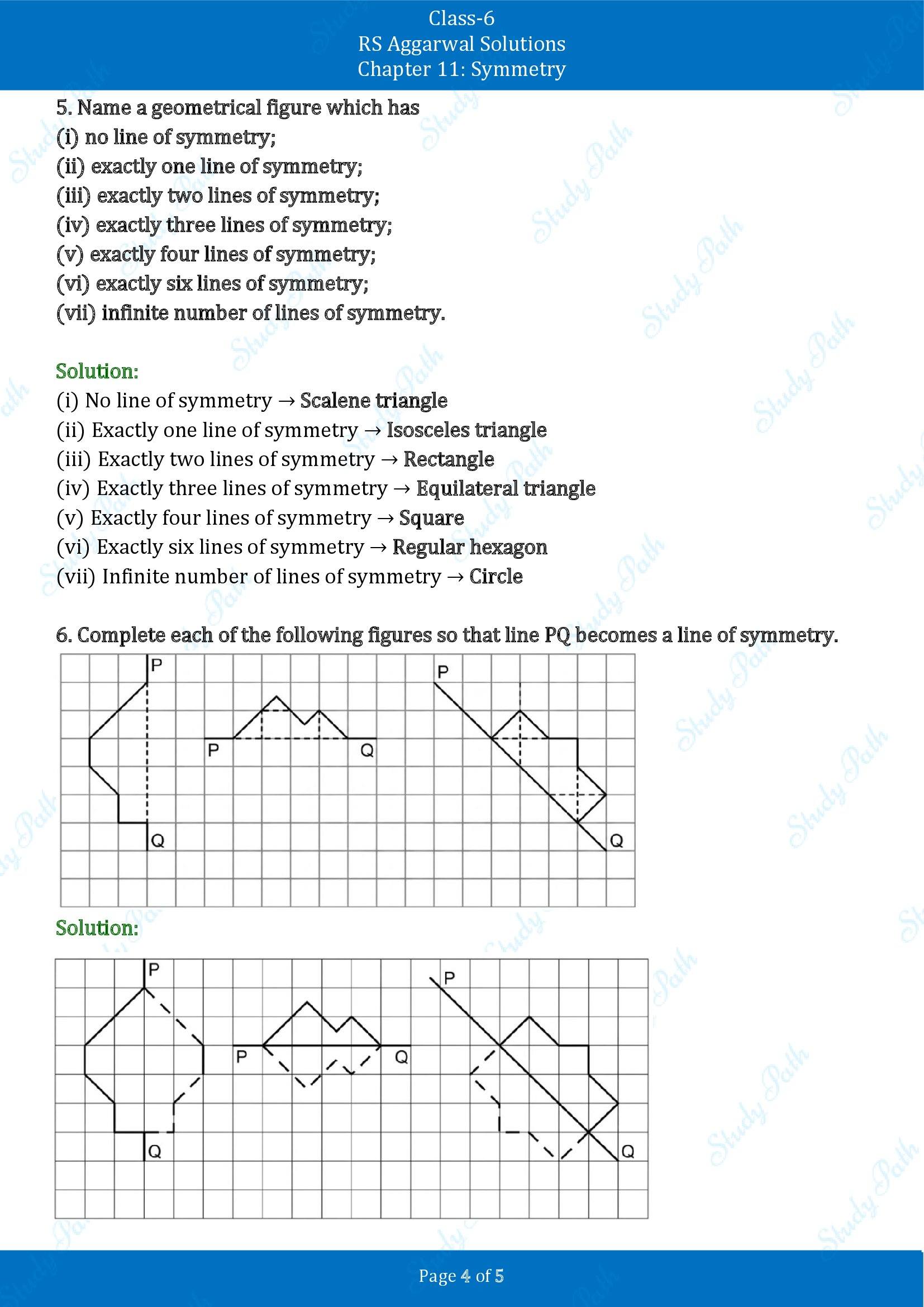 RS Aggarwal Solutions Class 6 Chapter 11 Symmetry Exercise 11A 00004
