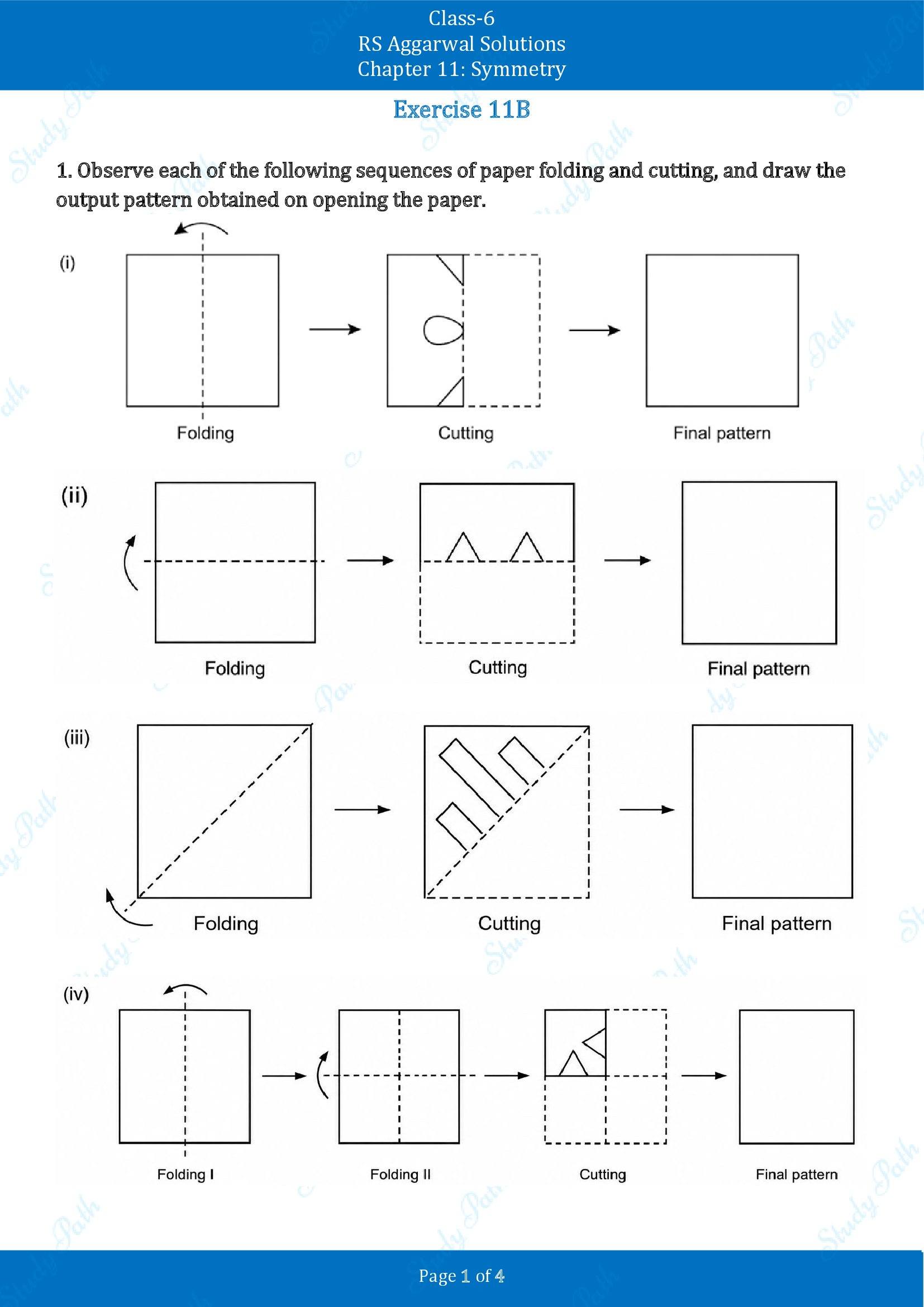 RS Aggarwal Solutions Class 6 Chapter 11 Symmetry Exercise 11B 00001