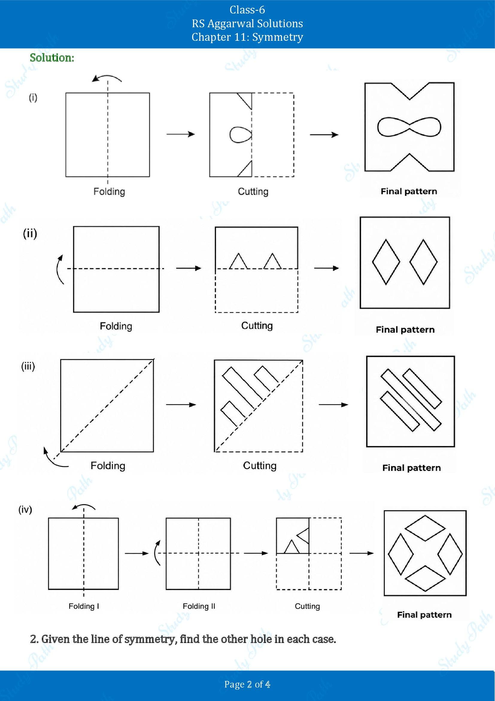 RS Aggarwal Solutions Class 6 Chapter 11 Symmetry Exercise 11B 00002