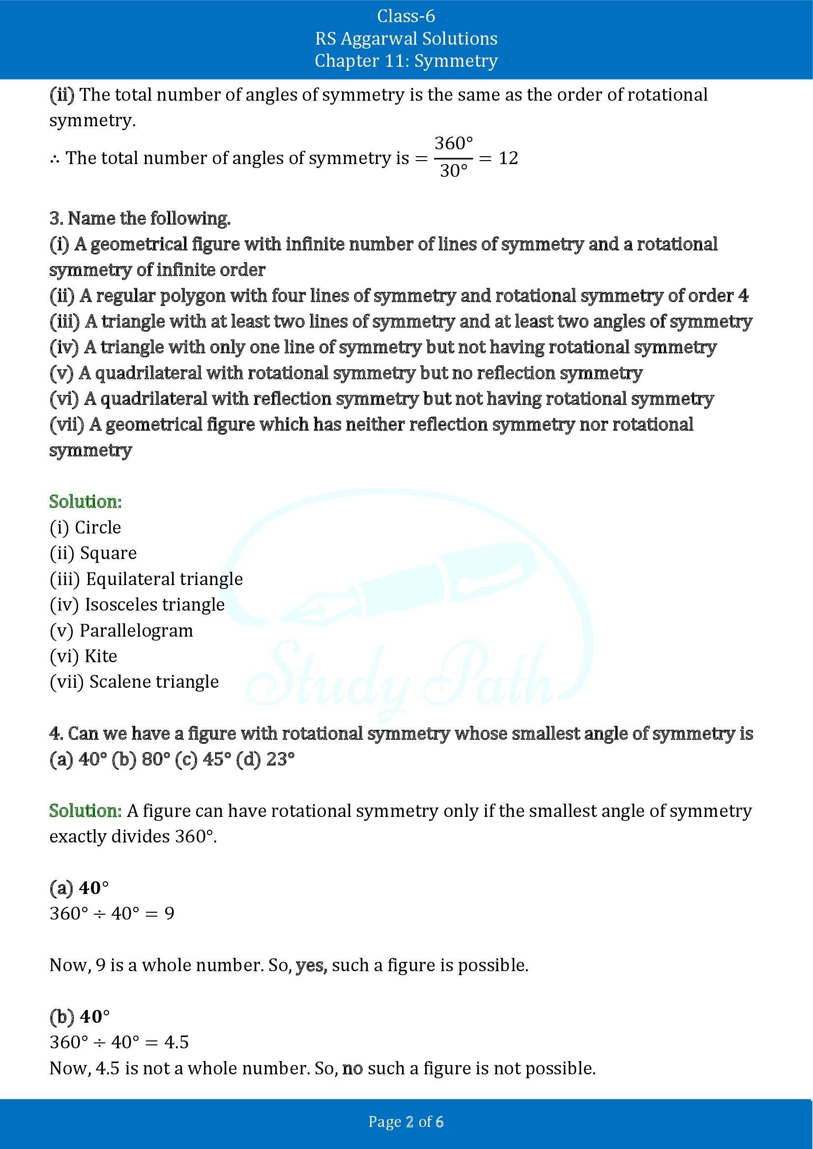 RS Aggarwal Solutions Class 6 Chapter 11 Symmetry Exercise 11C 00002