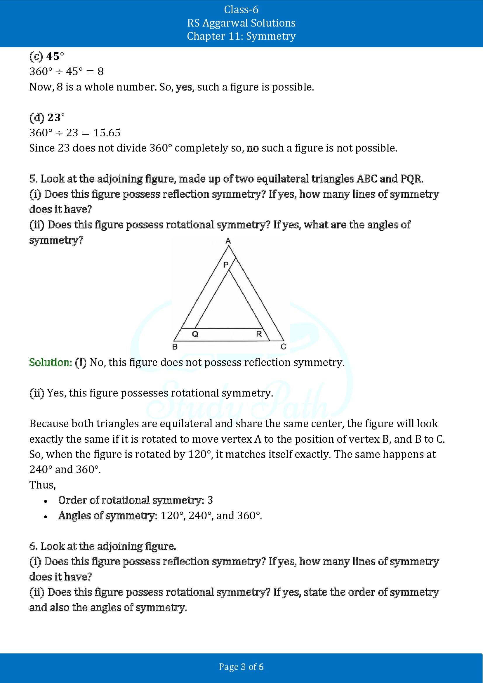 RS Aggarwal Solutions Class 6 Chapter 11 Symmetry Exercise 11C 00003