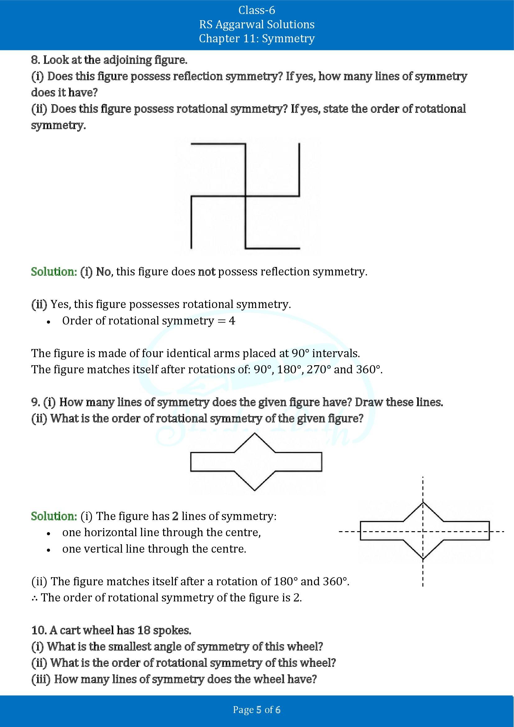 RS Aggarwal Solutions Class 6 Chapter 11 Symmetry Exercise 11C 00005