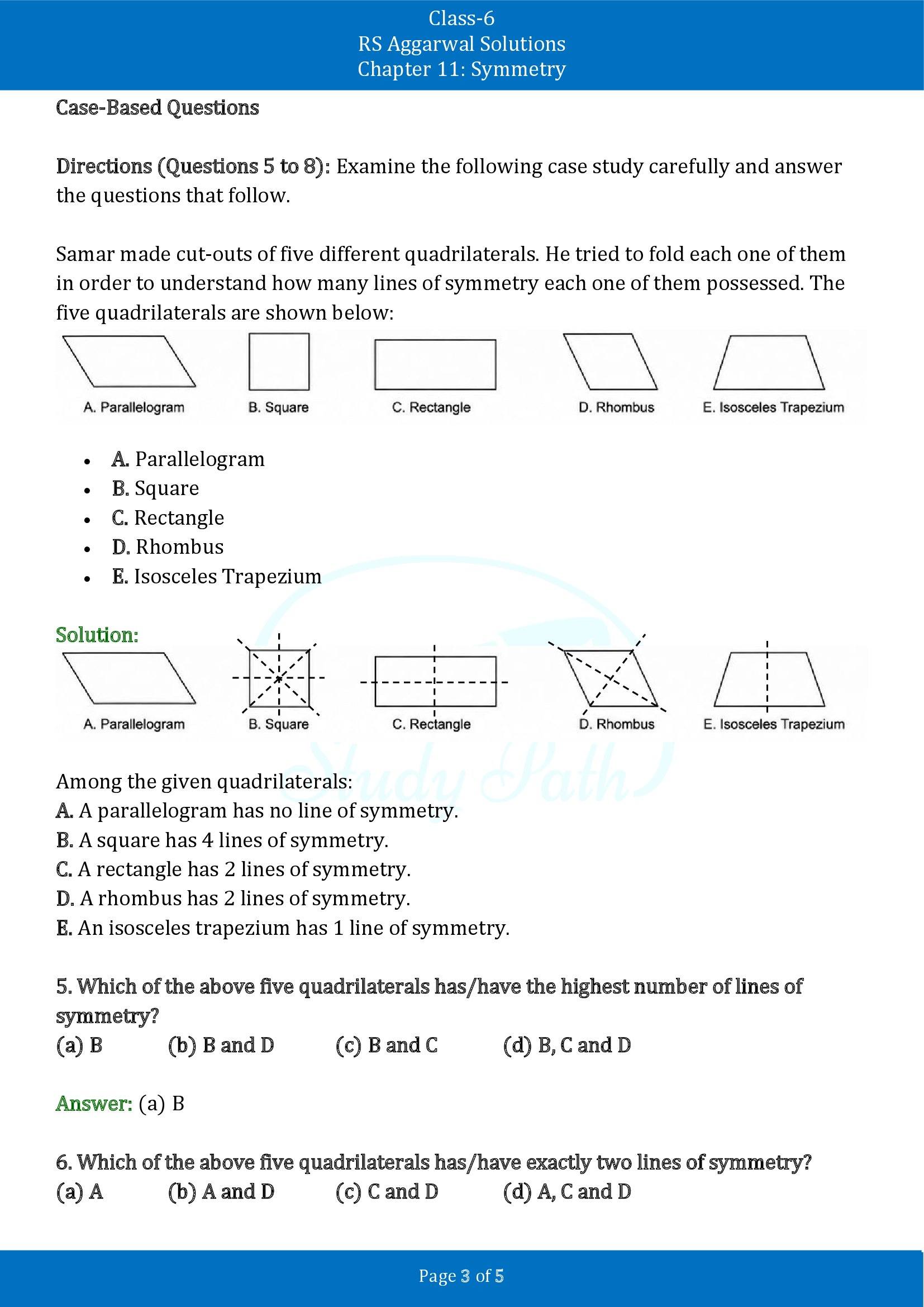RS Aggarwal Solutions Class 6 Chapter 11 Symmetry Exercise 11D 00003