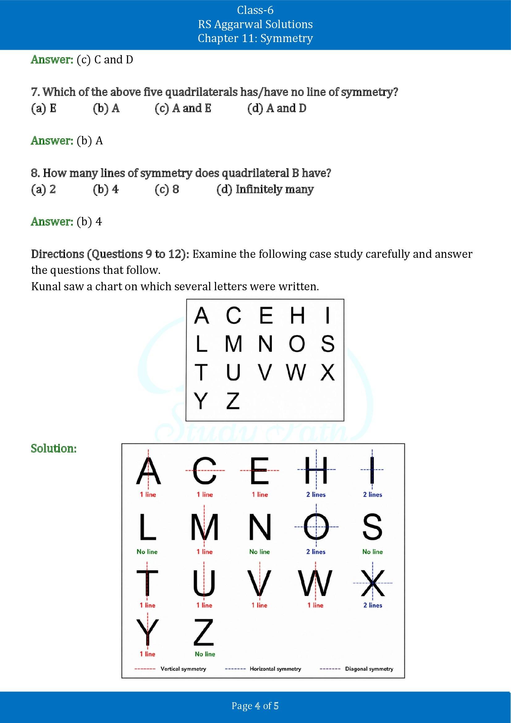 RS Aggarwal Solutions Class 6 Chapter 11 Symmetry Exercise 11D 00004