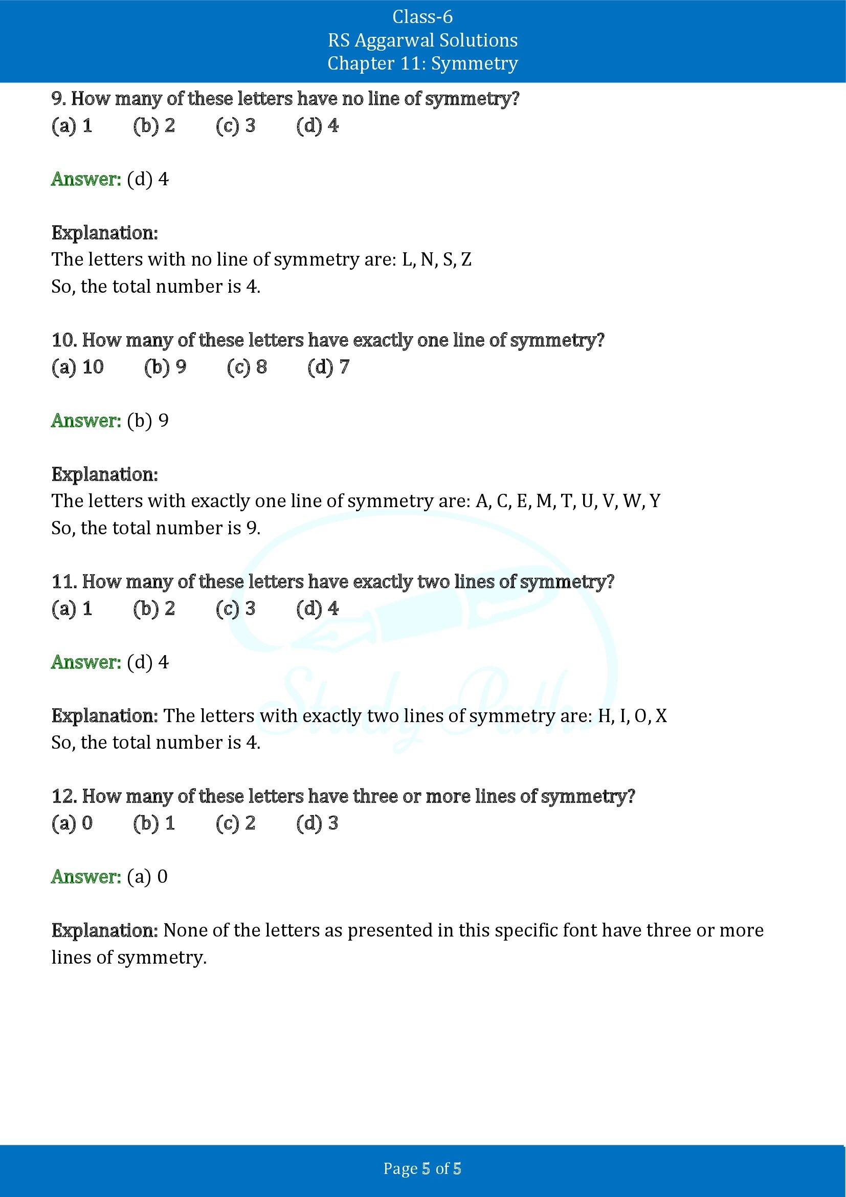 RS Aggarwal Solutions Class 6 Chapter 11 Symmetry Exercise 11D 00005