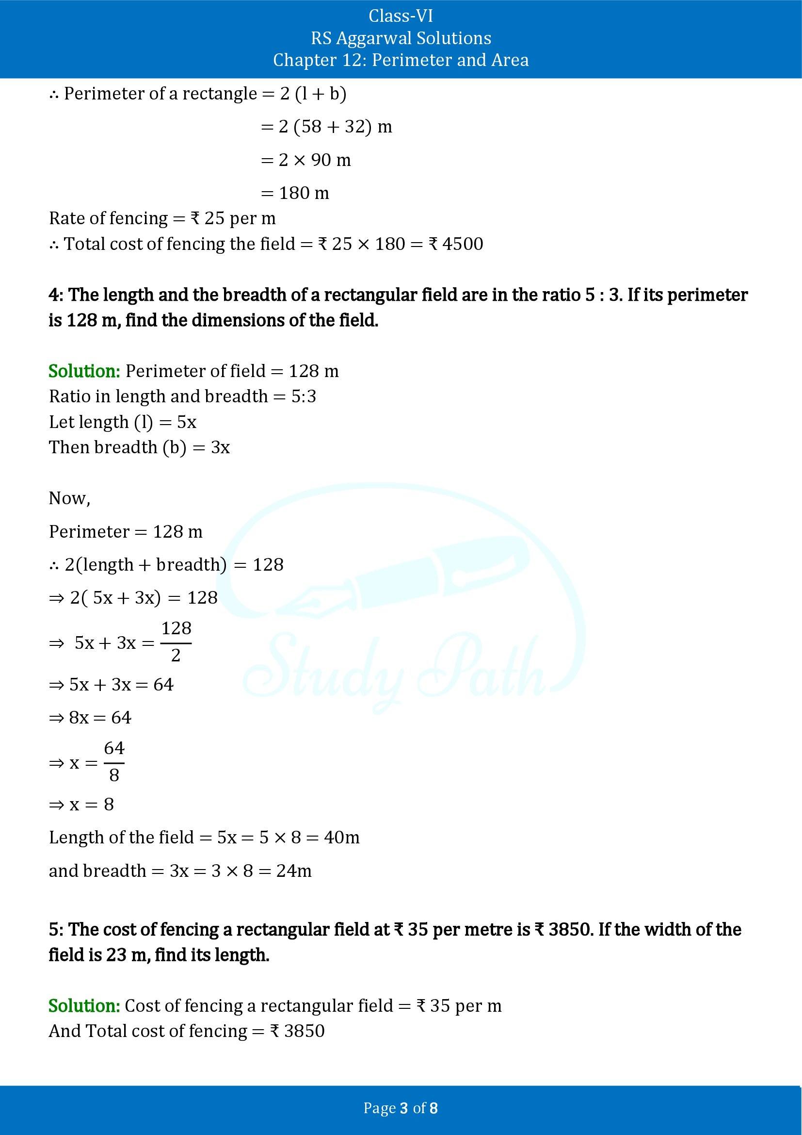 RS Aggarwal Solutions Class 6 Chapter 12 Perimeter and Area Exercise 12A 00003