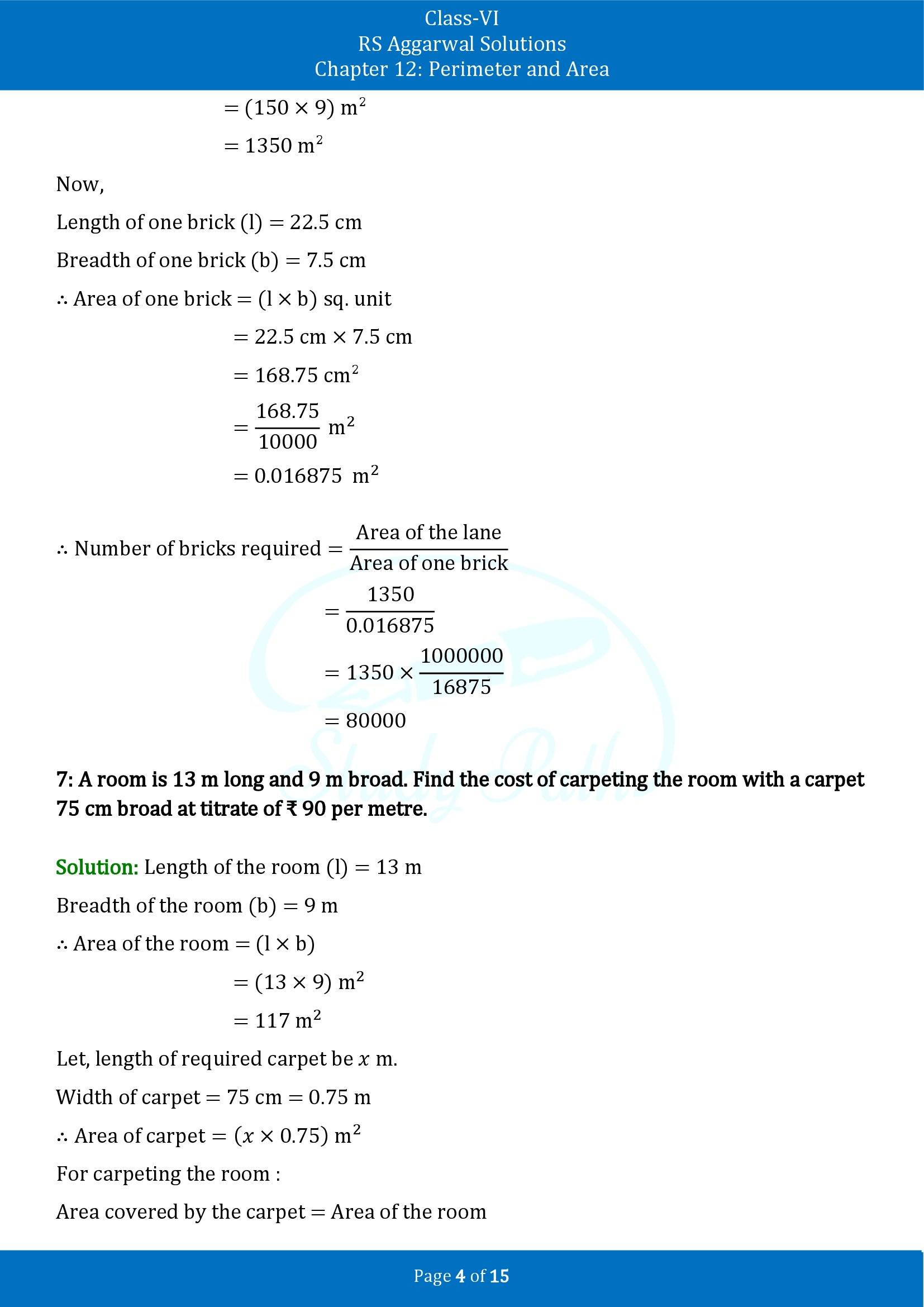 RS Aggarwal Solutions Class 6 Chapter 12 Perimeter and Area Exercise 12D 00004