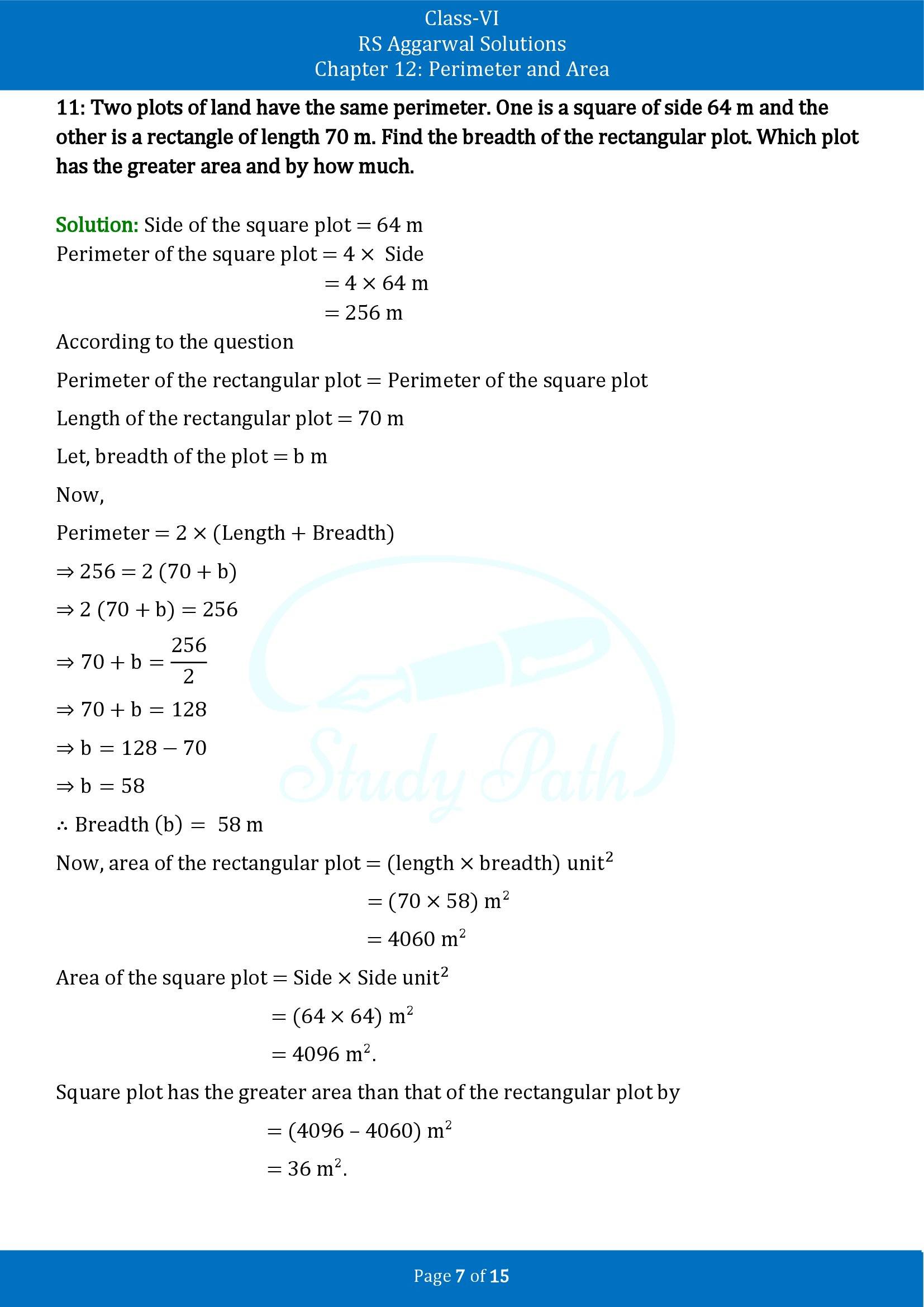 RS Aggarwal Solutions Class 6 Chapter 12 Perimeter and Area Exercise 12D 00007