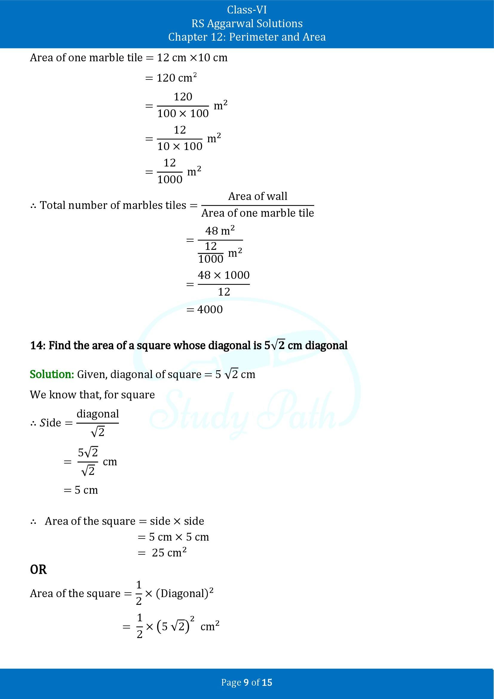 RS Aggarwal Solutions Class 6 Chapter 12 Perimeter and Area Exercise 12D 00009