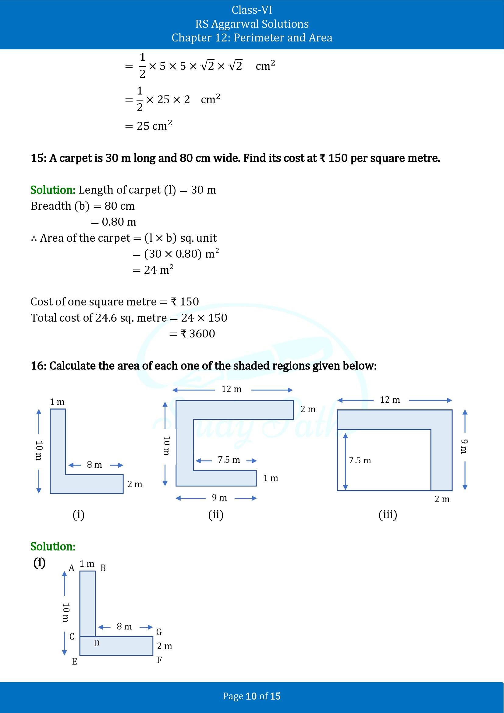 RS Aggarwal Solutions Class 6 Chapter 12 Perimeter and Area Exercise 12D 00010