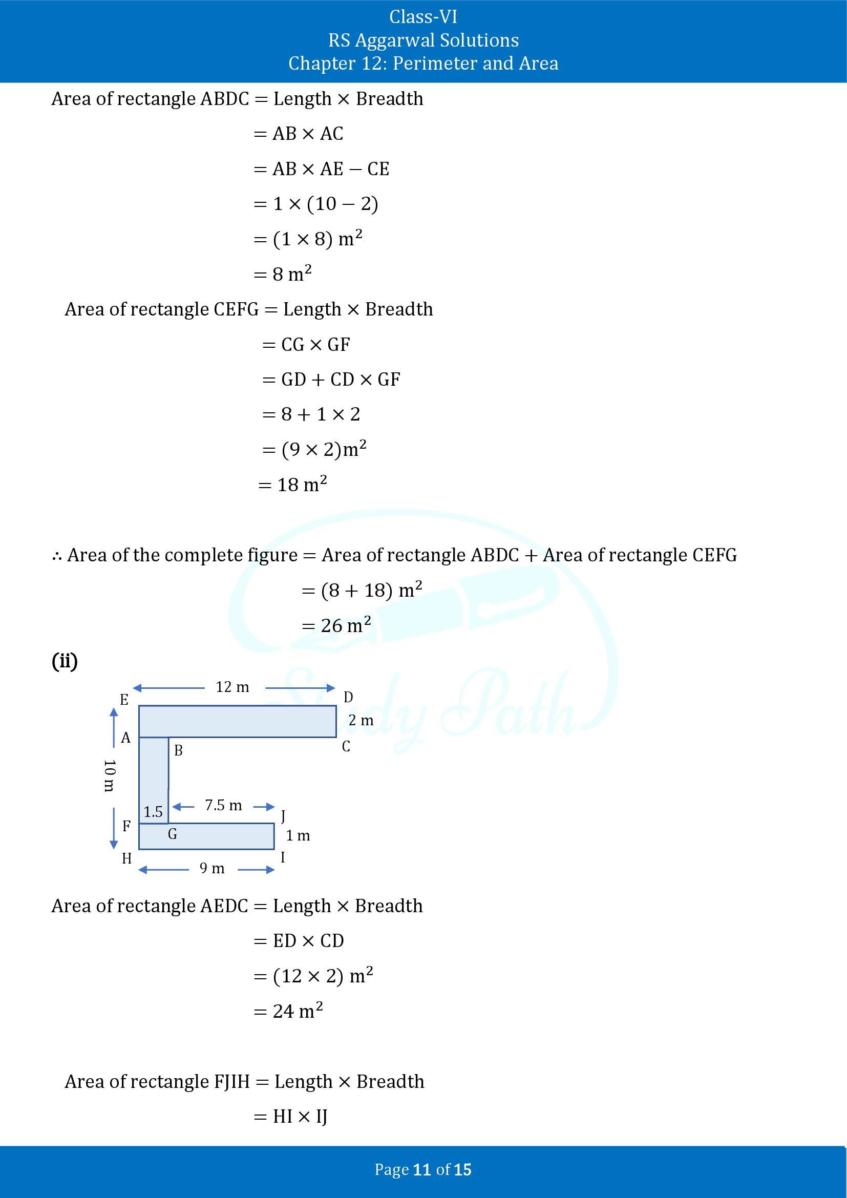RS Aggarwal Solutions Class 6 Chapter 12 Perimeter and Area Exercise 12D 00011