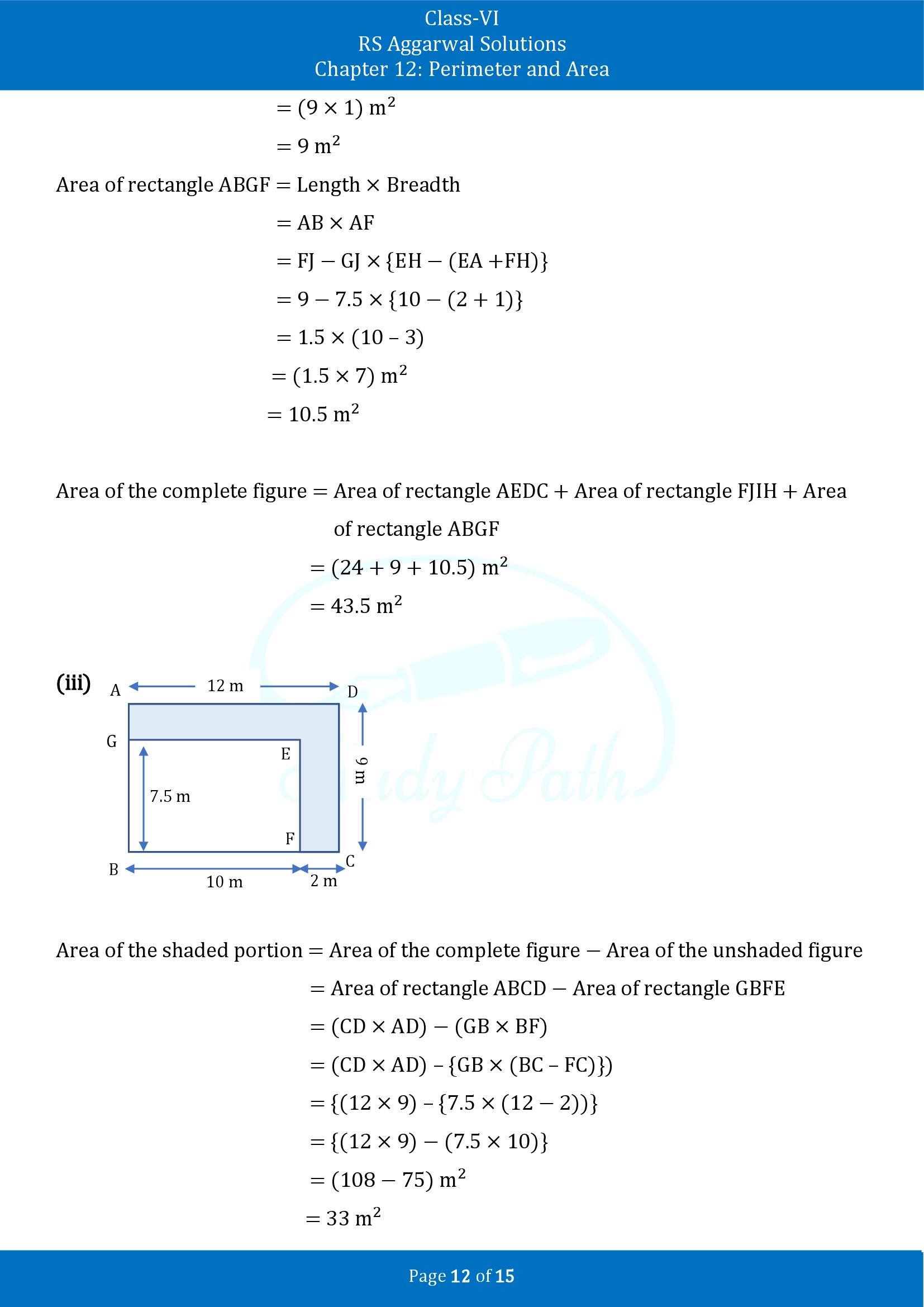 RS Aggarwal Solutions Class 6 Chapter 12 Perimeter and Area Exercise 12D 00012