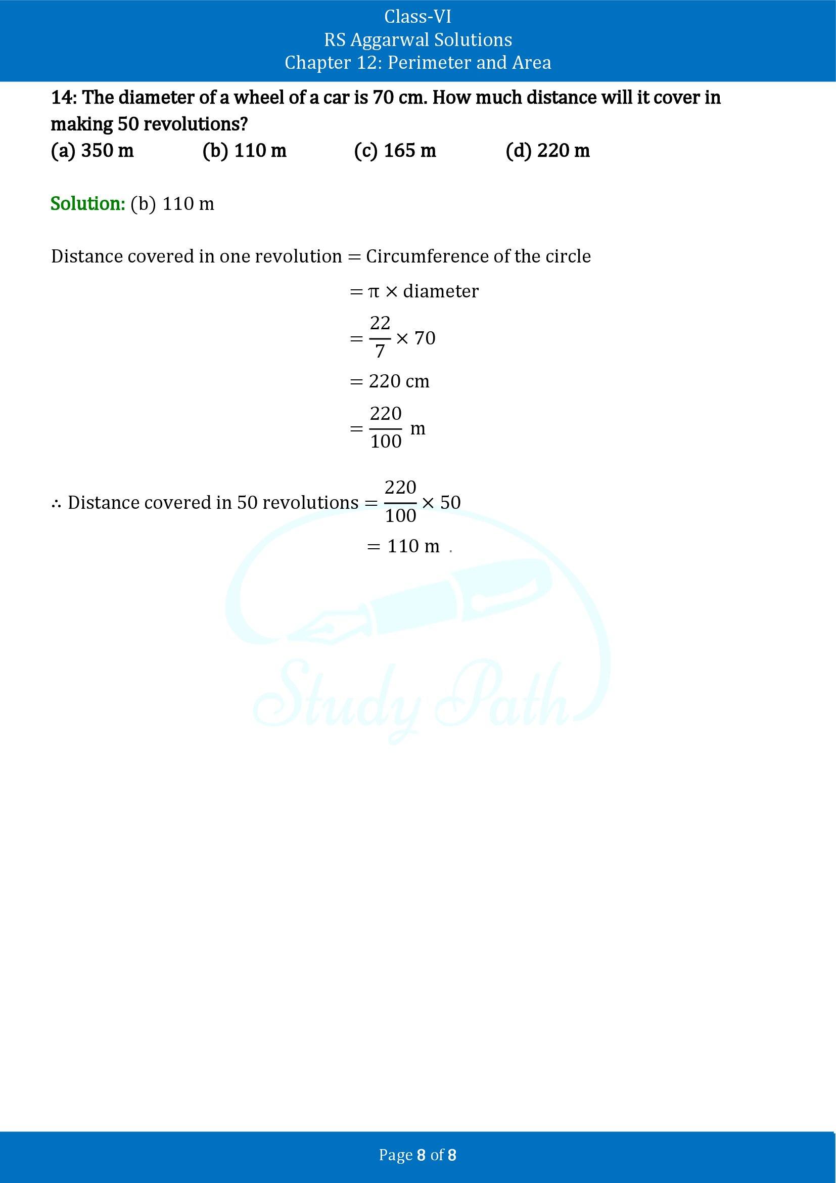 RS Aggarwal Solutions Class 6 Chapter 12 Perimeter and Area Exercise 12F MCQ 00008