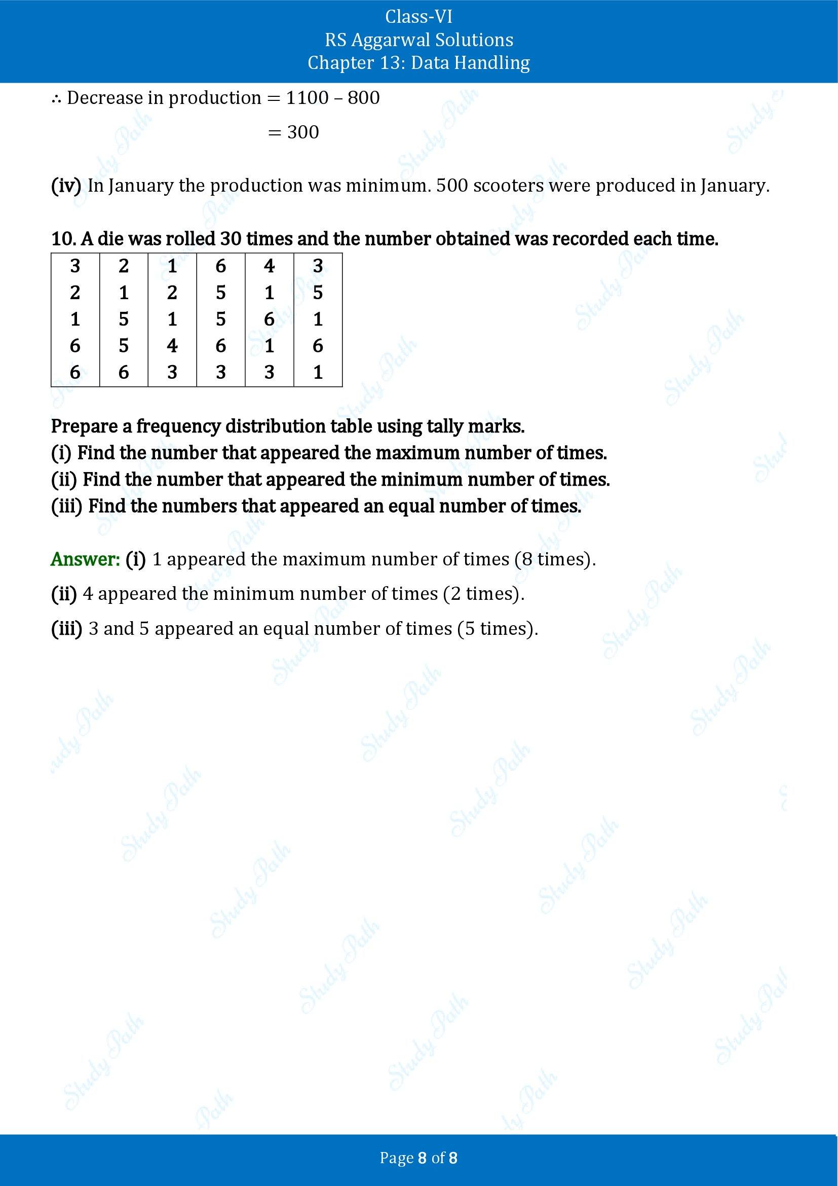 RS Aggarwal Solutions Class 6 Chapter 13 Data Handling Exercise 13C 00008