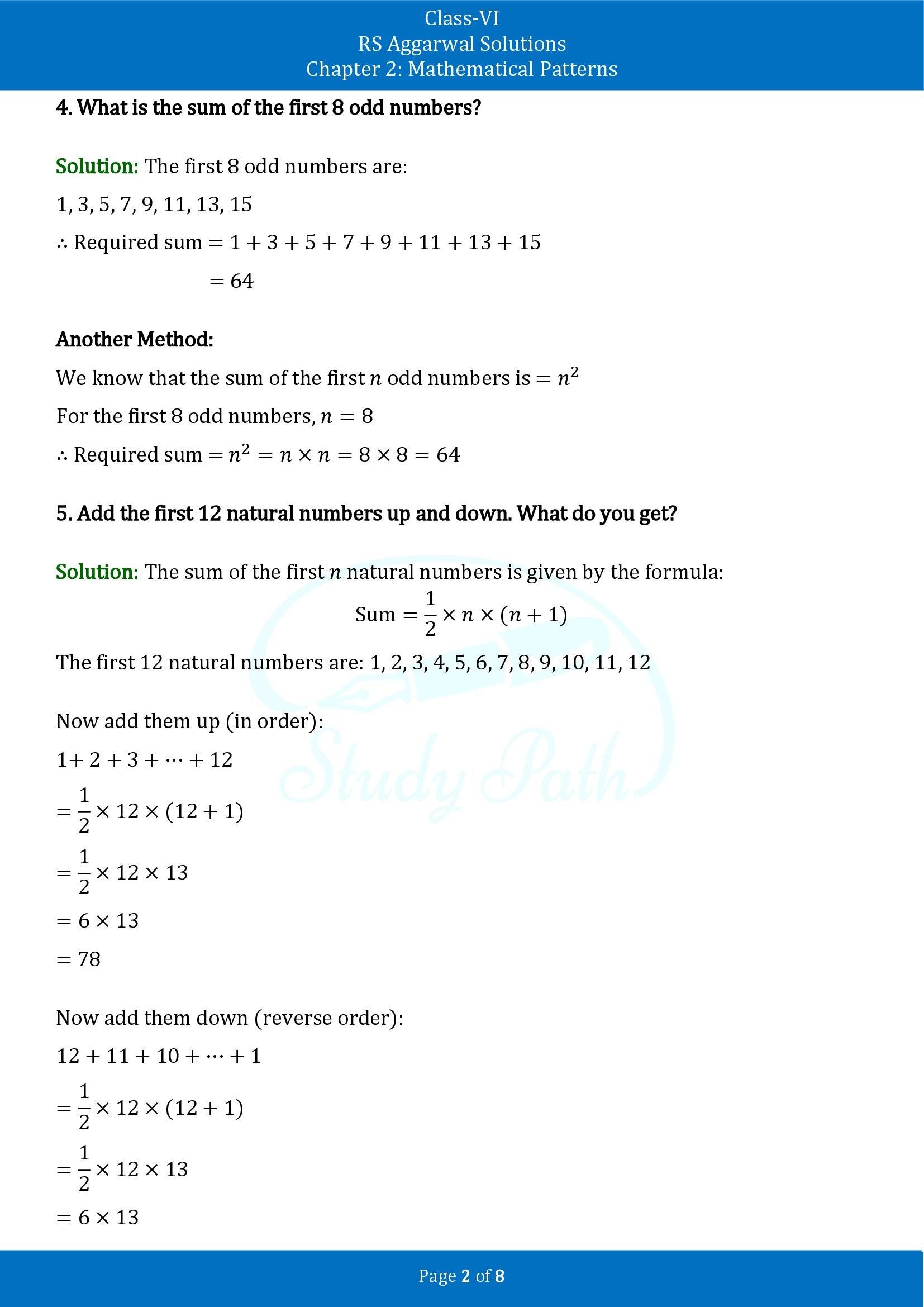 RS Aggarwal Solutions Class 6 Chapter 2 Mathematical Patterns Exercise 2 00002