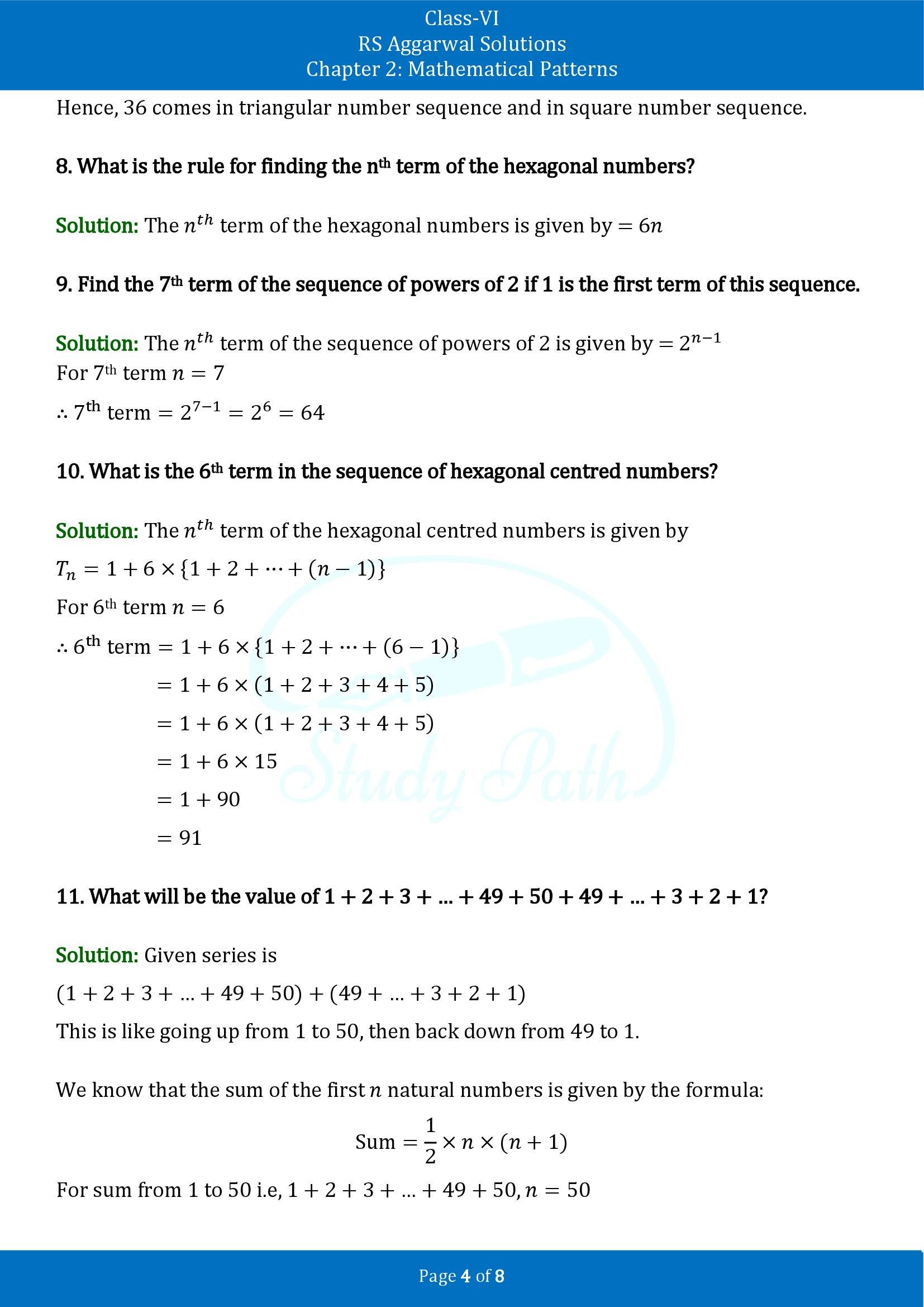 RS Aggarwal Solutions Class 6 Chapter 2 Mathematical Patterns Exercise 2 00004