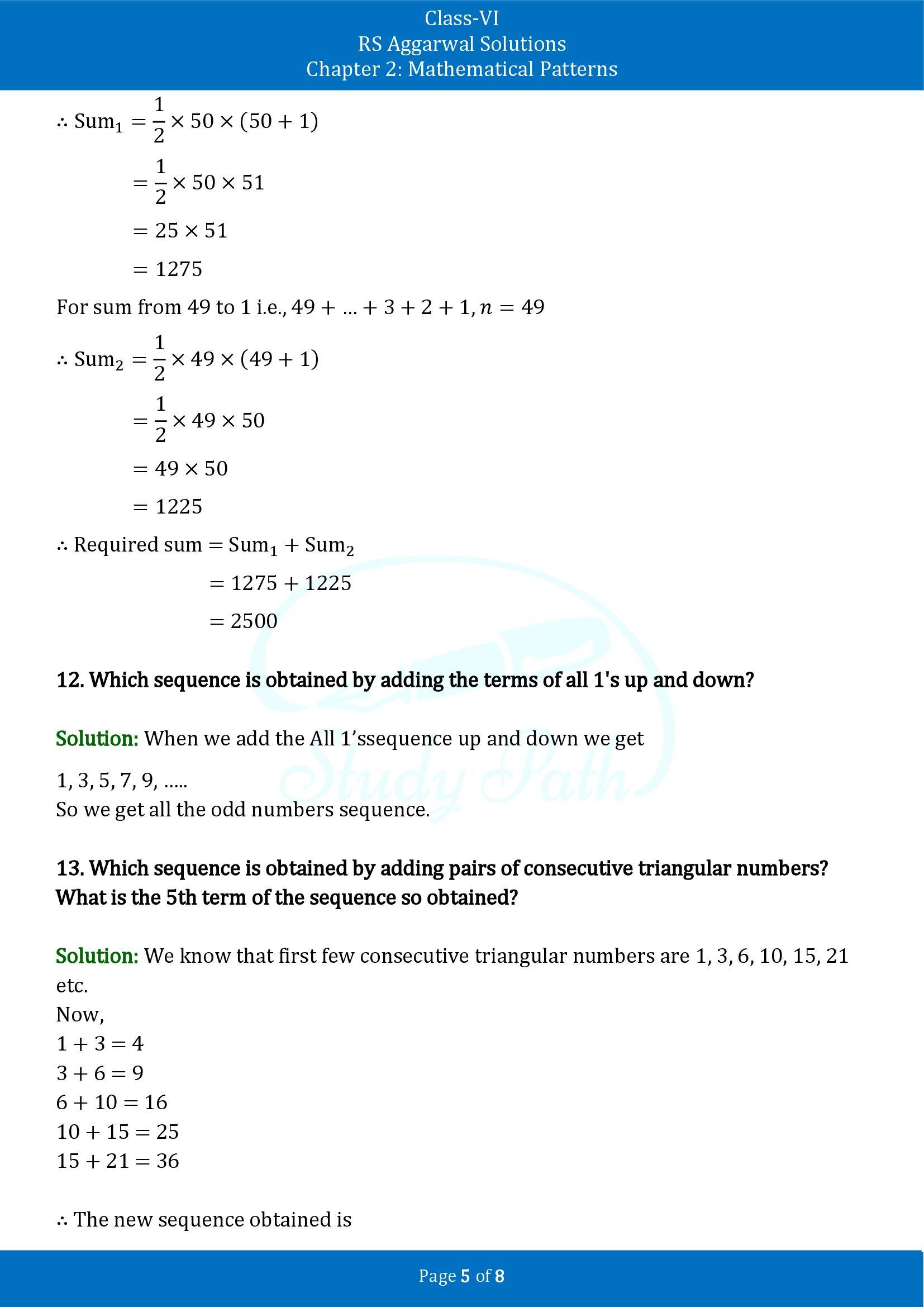 RS Aggarwal Solutions Class 6 Chapter 2 Mathematical Patterns Exercise 2 00005