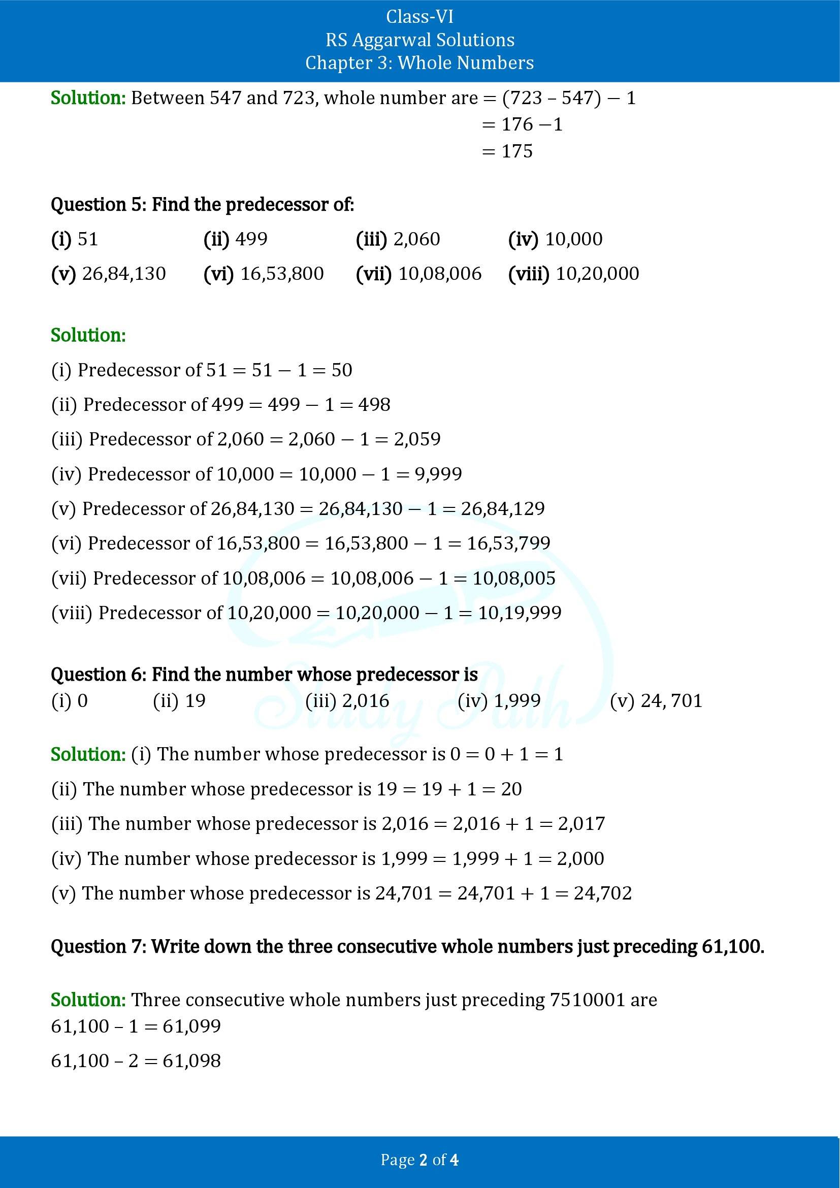 RS Aggarwal Solutions Class 6 Chapter 3 Whole Numbers Exercise 3A 00002