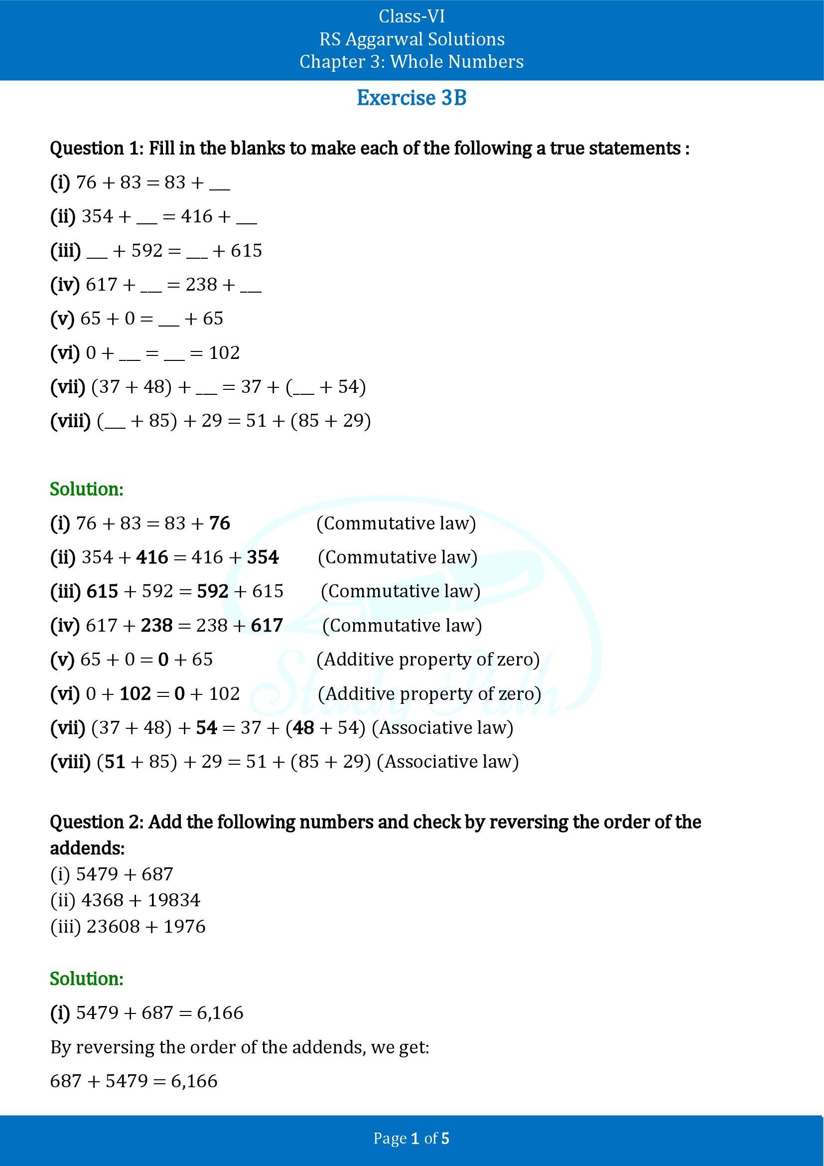 RS Aggarwal Solutions Class 6 Chapter 3 Whole Numbers Exercise 3B 00001