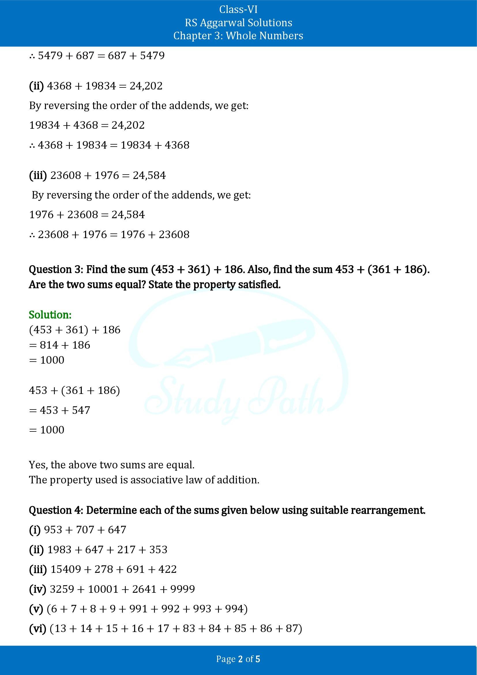 RS Aggarwal Solutions Class 6 Chapter 3 Whole Numbers Exercise 3B 00002